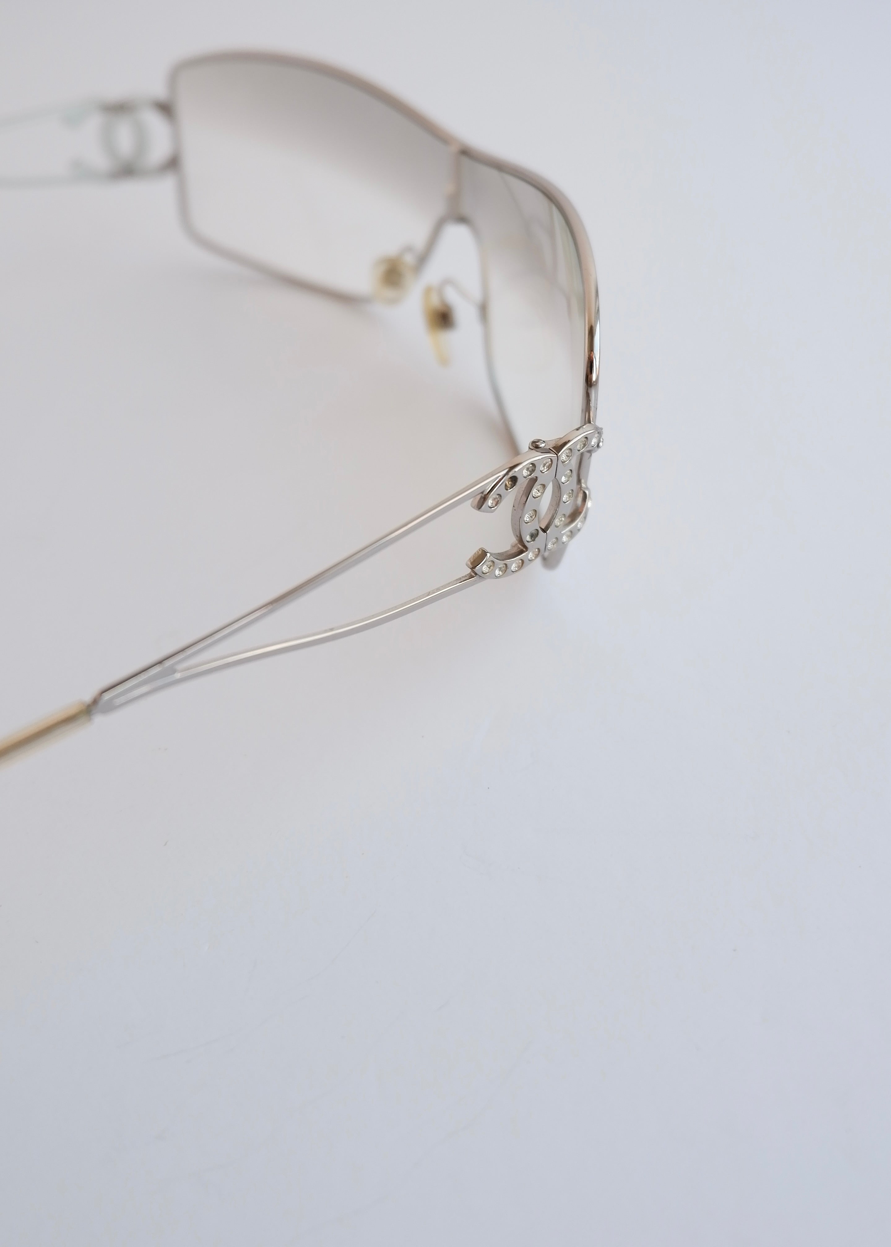 Authentic Preowned Vintage Chanel Transparent Crystal CC Logo Sunglasses