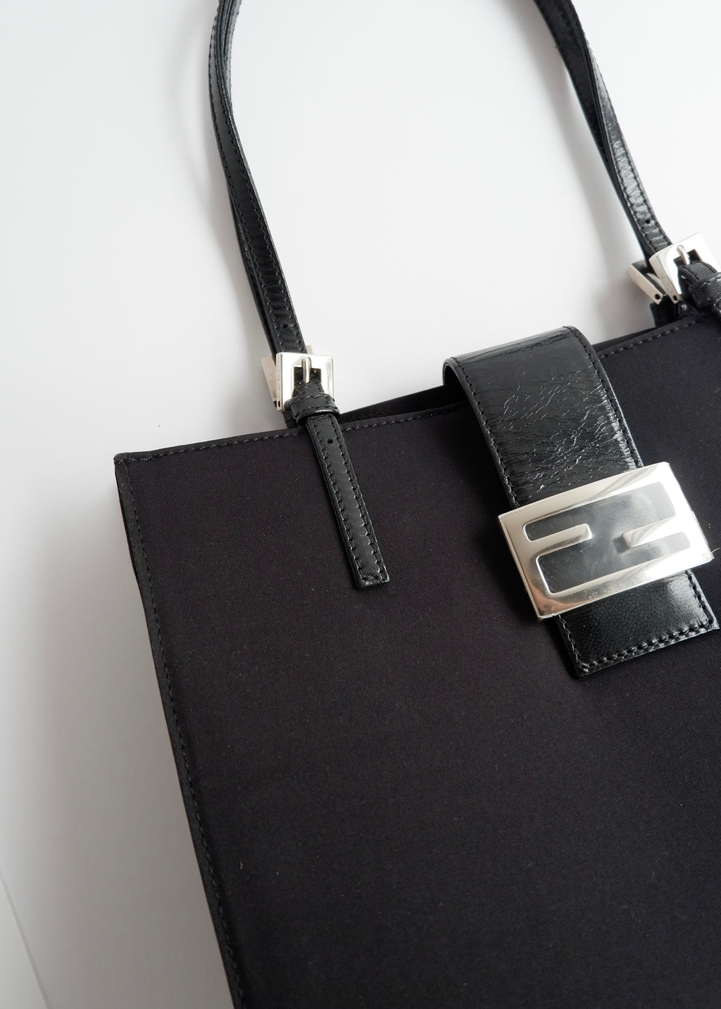 Authentic Preowned Fendi Black Fabric FF Logo Shoulder Bag