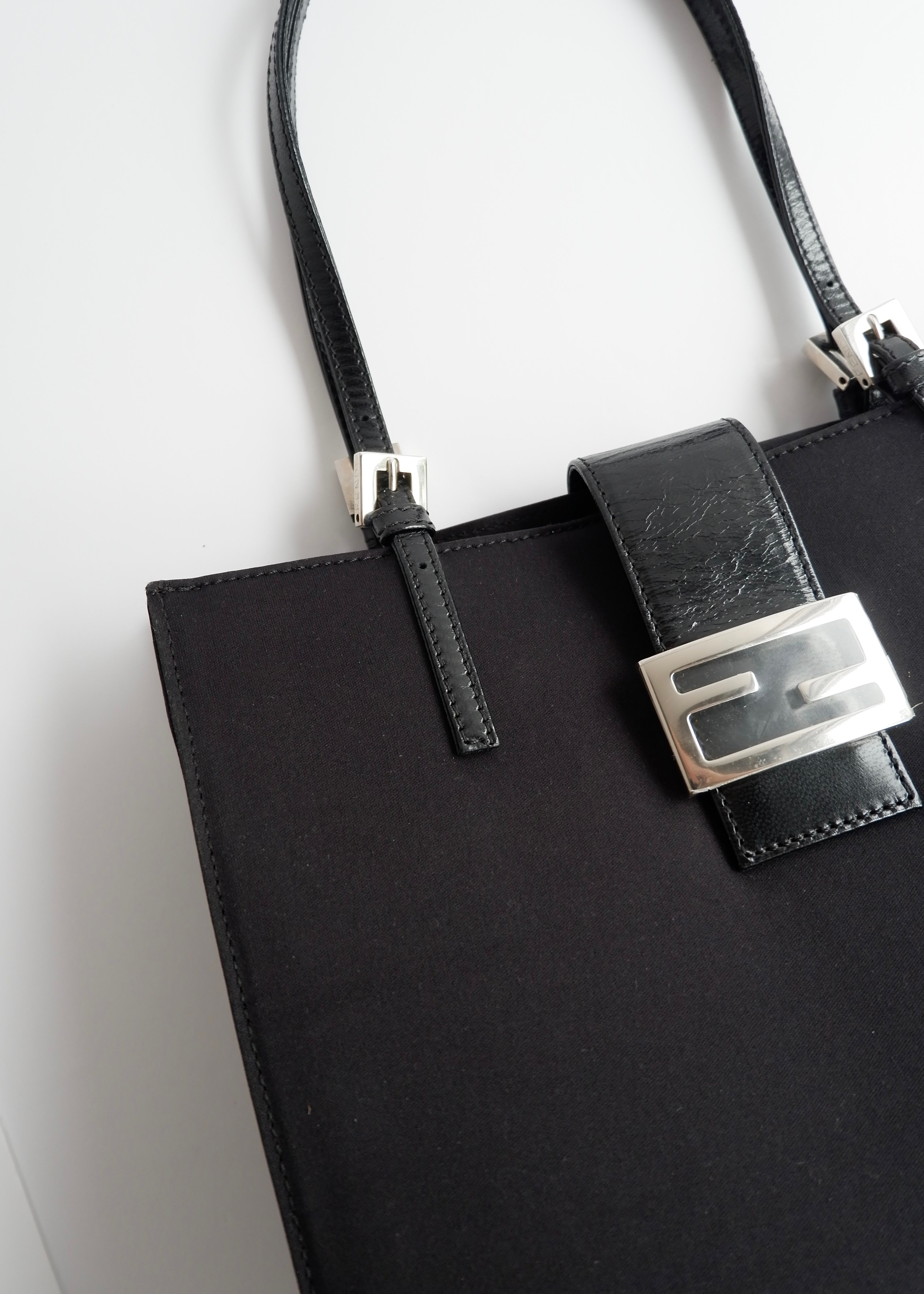 Authentic Preowned Fendi Black Fabric FF Logo Shoulder Bag