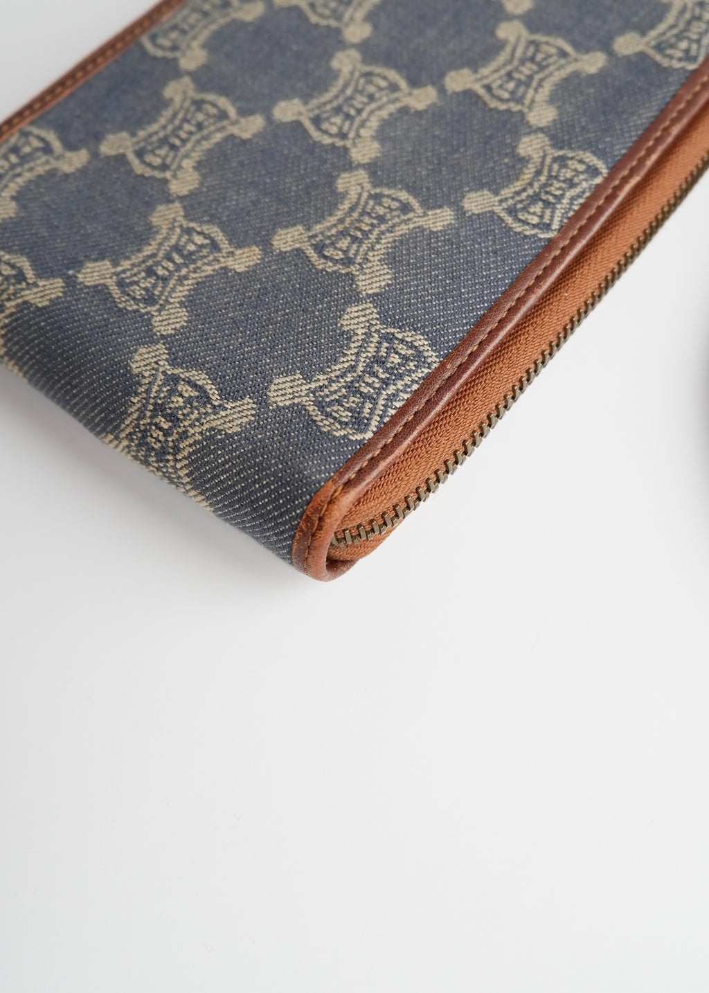 Authentic Preowned Vintage Celine Blue Denim Triomphe Print WOC