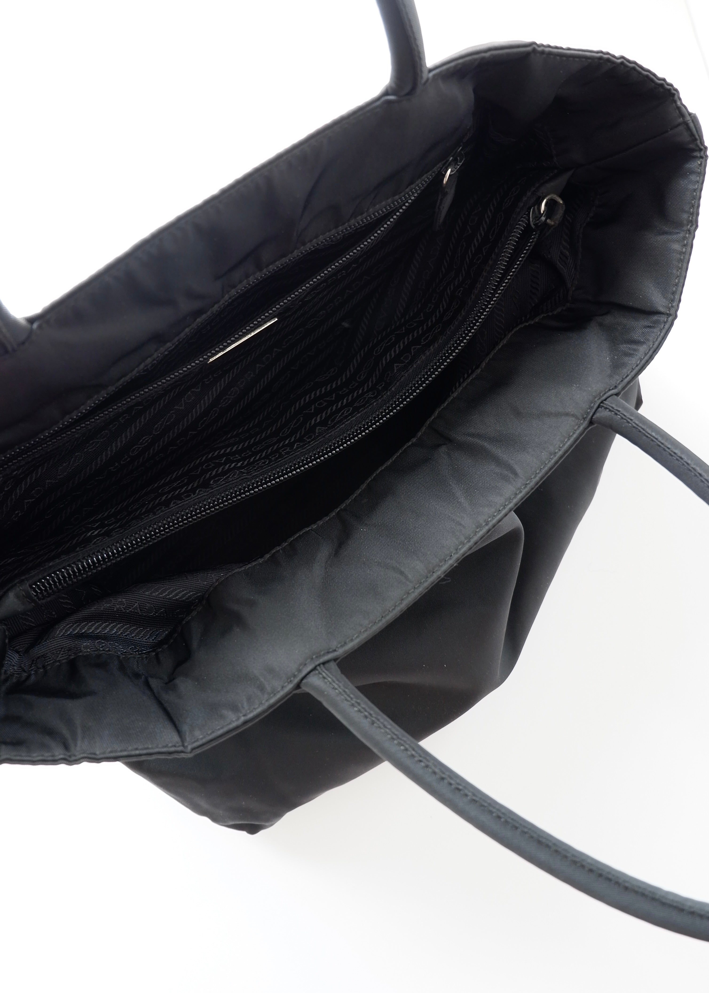 Authentic Prewned Prada Black Nylon Top Handle Handbag