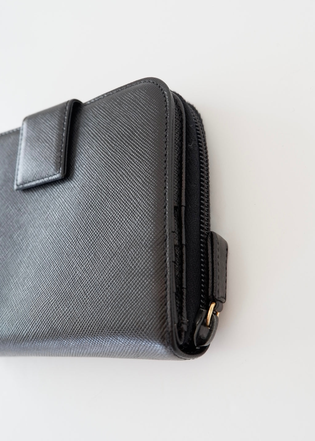 Authentic Preowned Prada Black Saffiano Leather Compact Zip Around Wallet