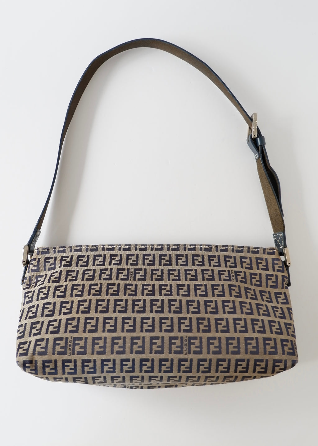 Authentic Preowned Vintage Fendi Navy Blue Zucchino Shoulder Bag
