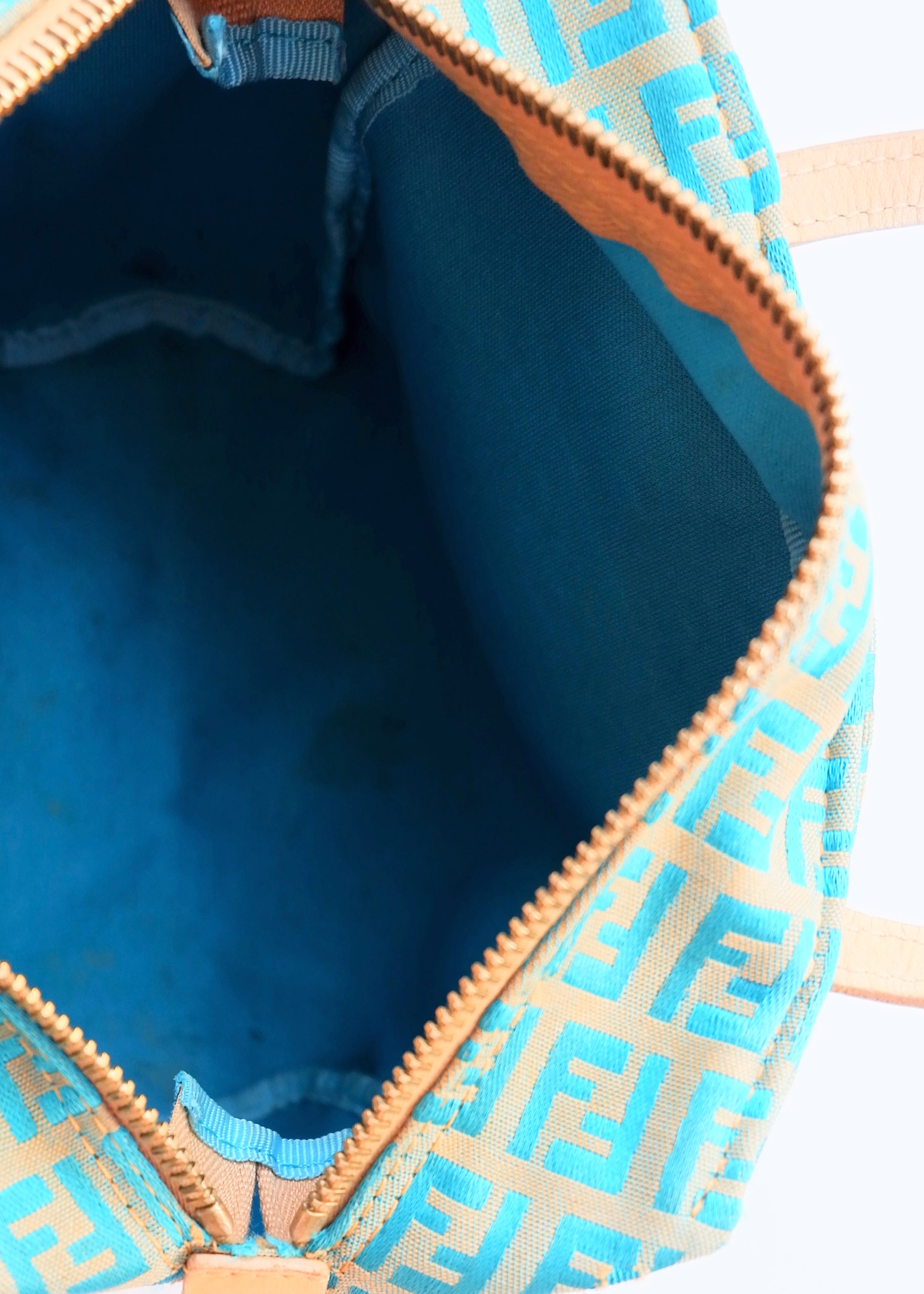 Authentic Preowned Fendi Turquoise Canvas Zucchino Micro Handbag