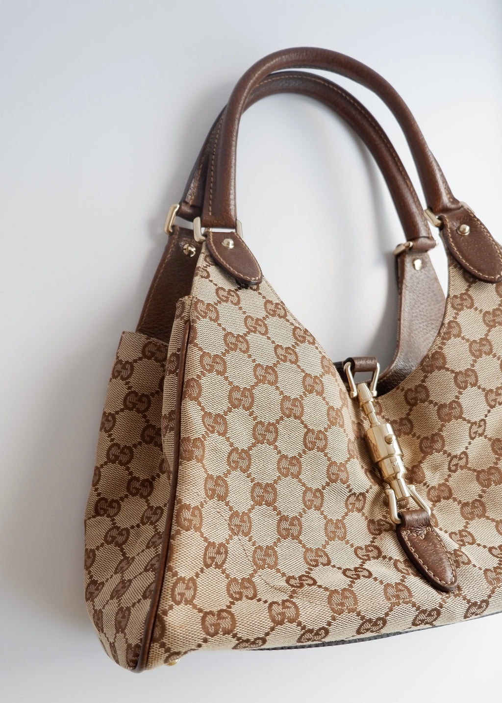 Preowned Gucci Brown GG Canvas Bardot Shoulder Bag