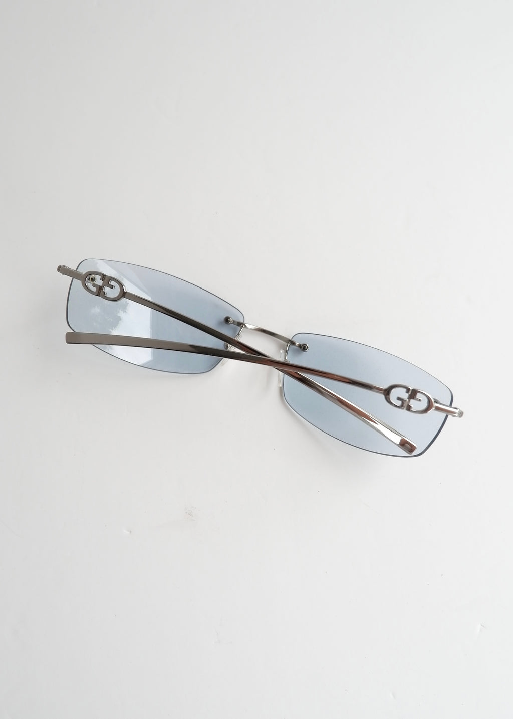 Authentic Preowned Vintage Gucci Light Blue Clear Lense Sunglases