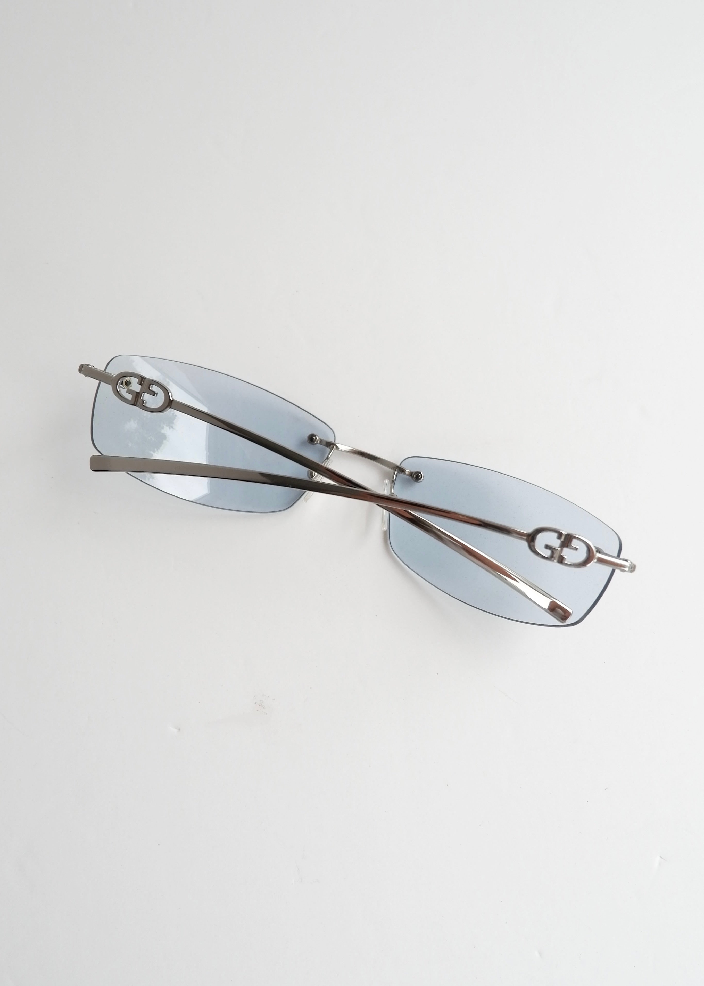 Authentic Preowned Vintage Gucci Light Blue Clear Lense Sunglases