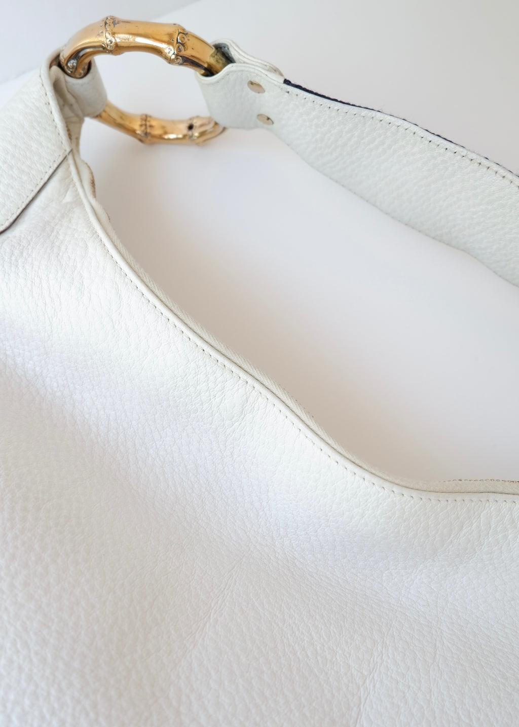 Preowned Gucci White Leather Sherry Line Hobo Shoulder Bag