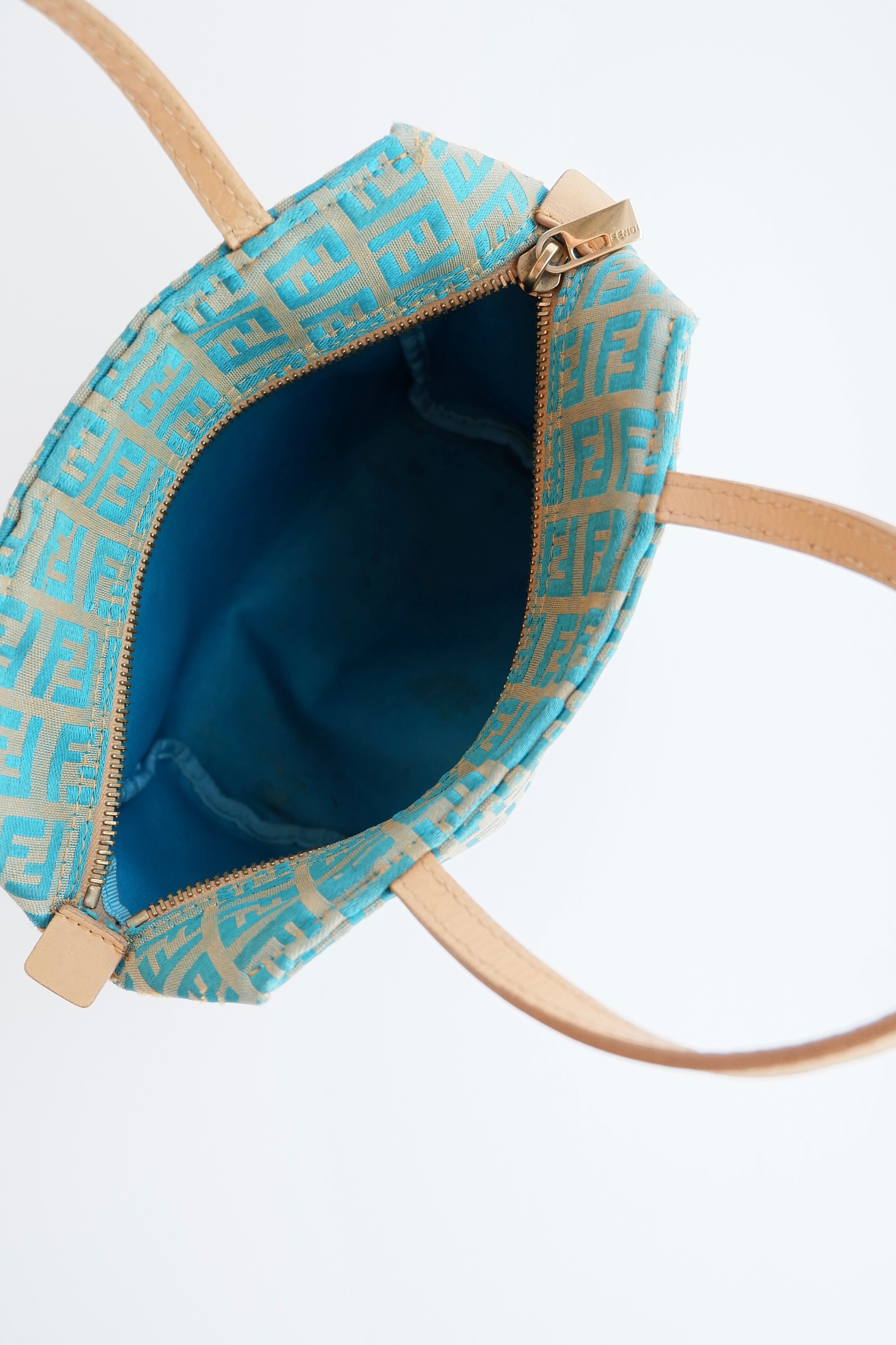 Authentic Preowned Fendi Turquoise Canvas Zucchino Micro Handbag
