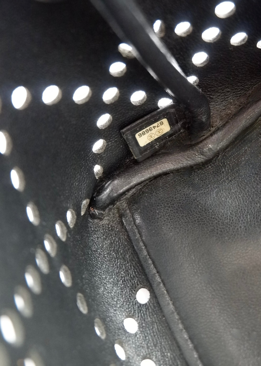 Authentic Preowned Chanel Black Patent Perforated Leather CC Logo Shoulder Bag