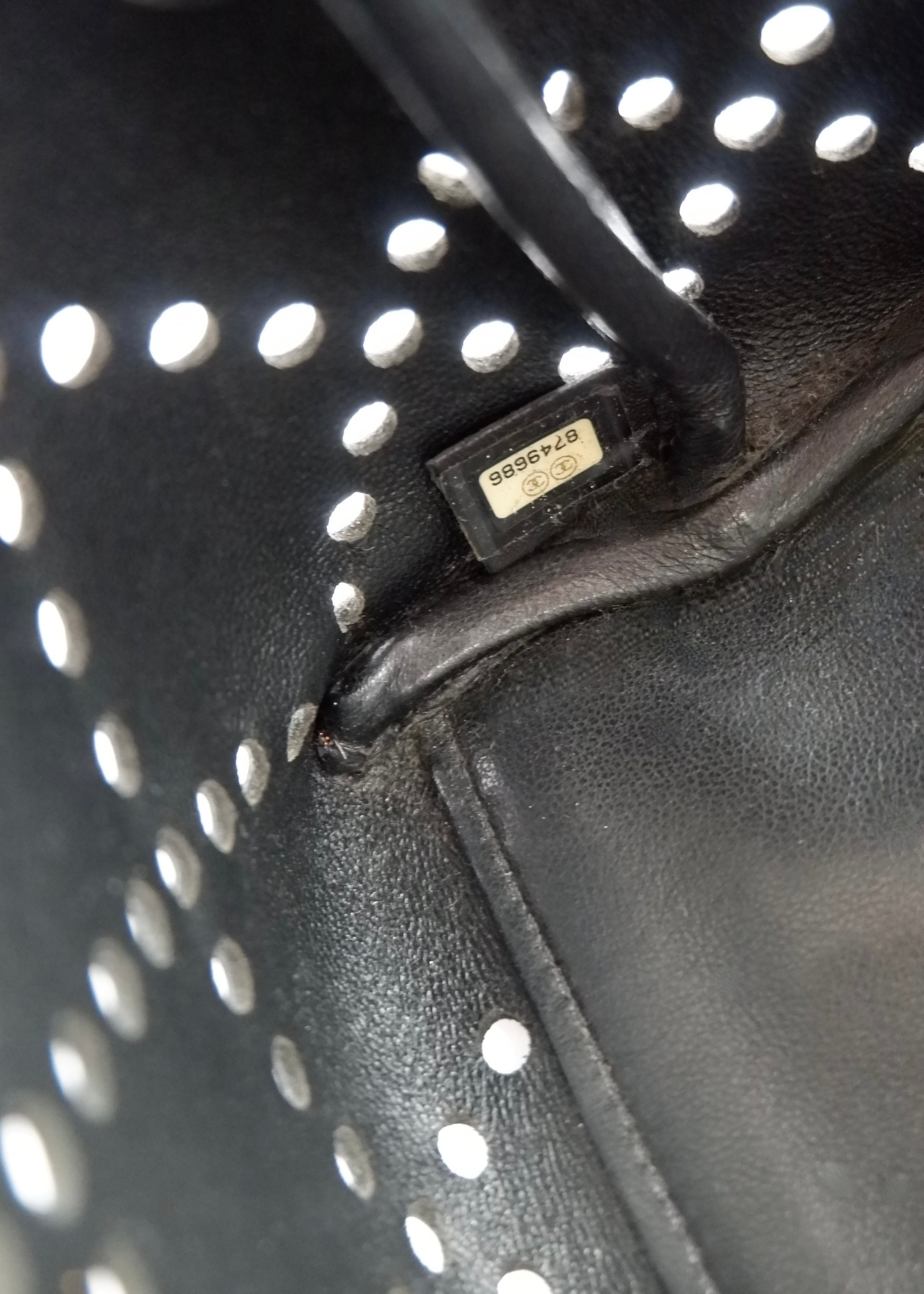 Authentic Preowned Chanel Black Patent Perforated Leather CC Logo Shoulder Bag