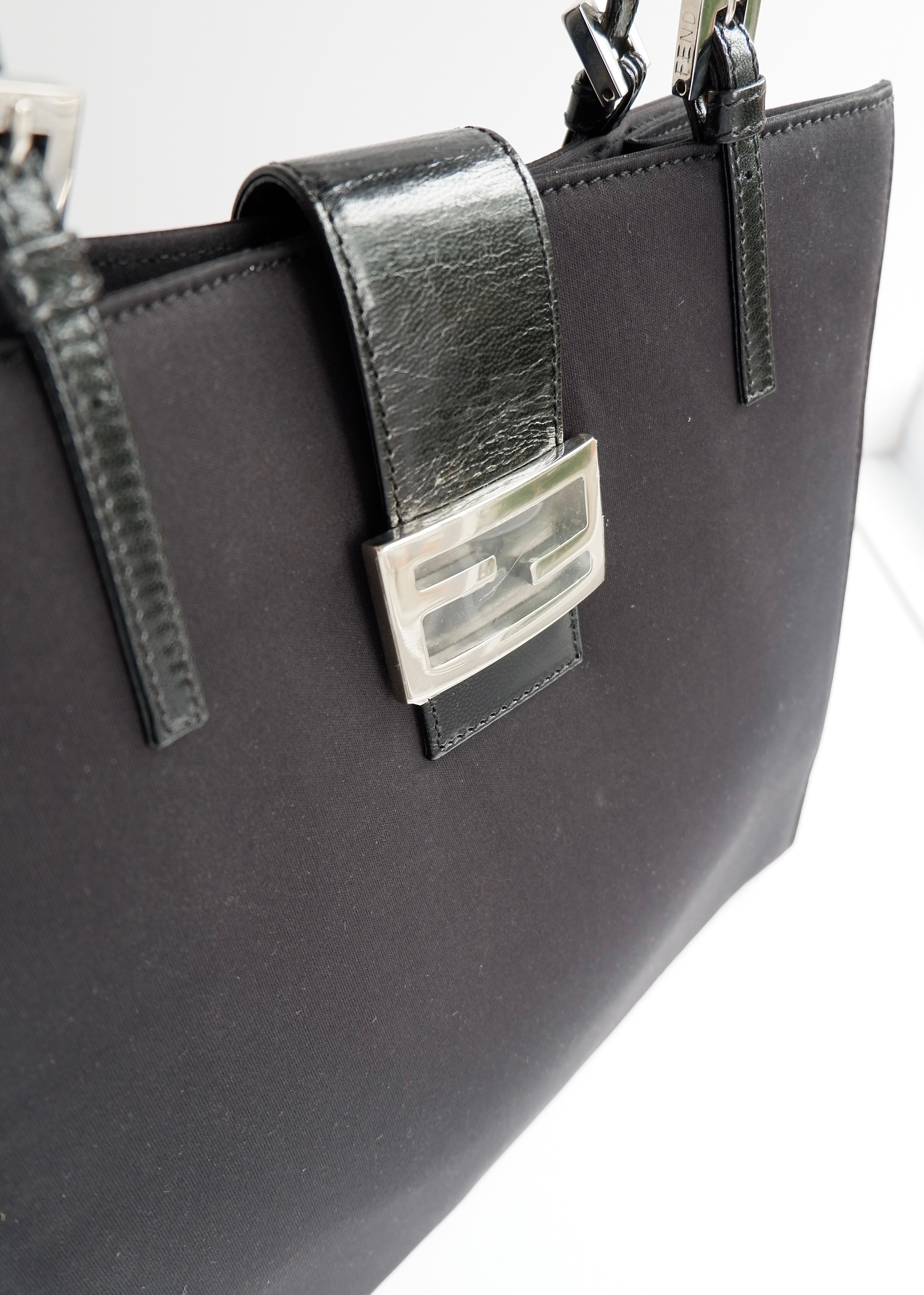 Authentic Preowned Fendi Black Fabric FF Logo Shoulder Bag