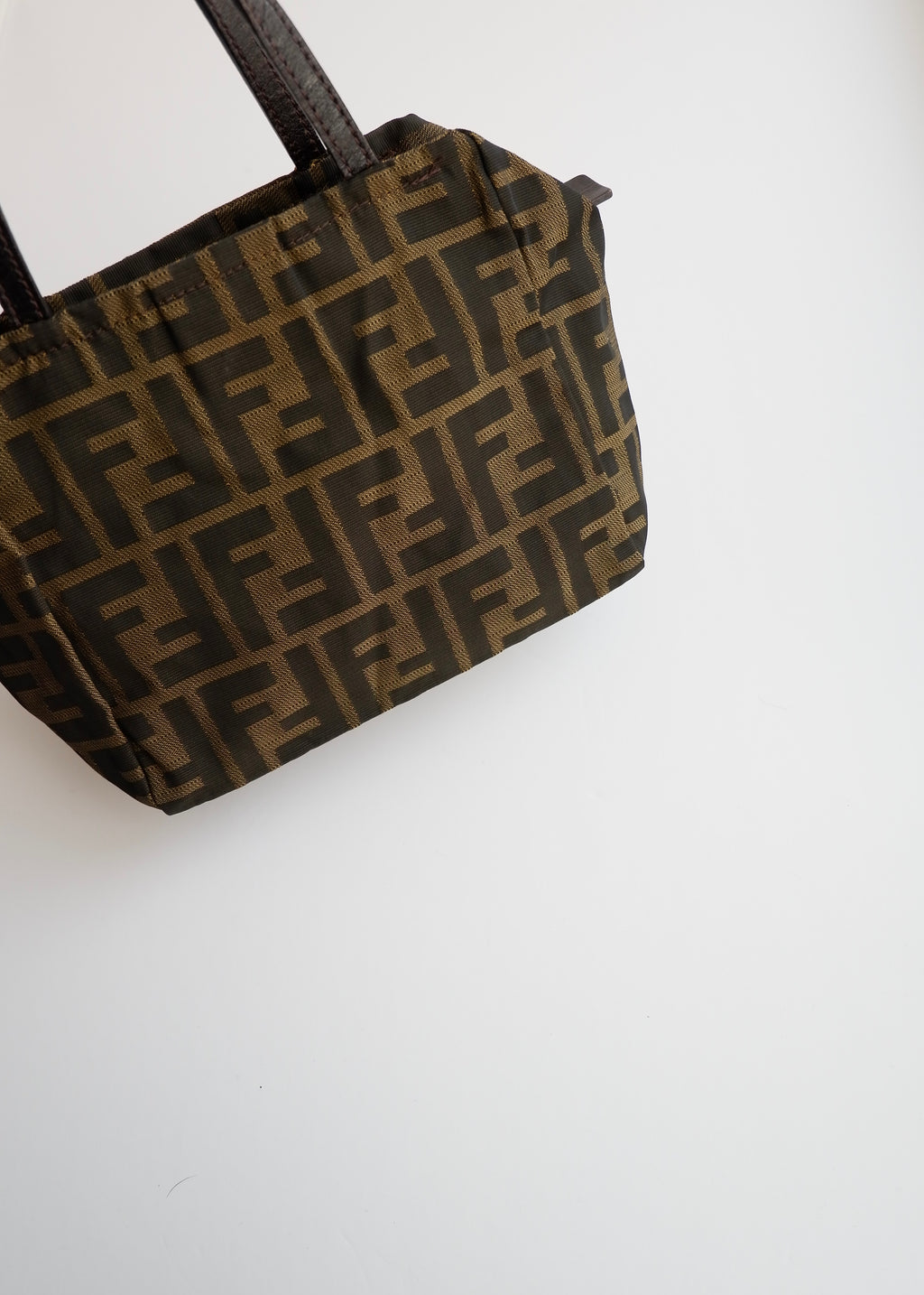 Authentic Preowned Vintage Fenci Brown Canvas Zucca Mini Handbag