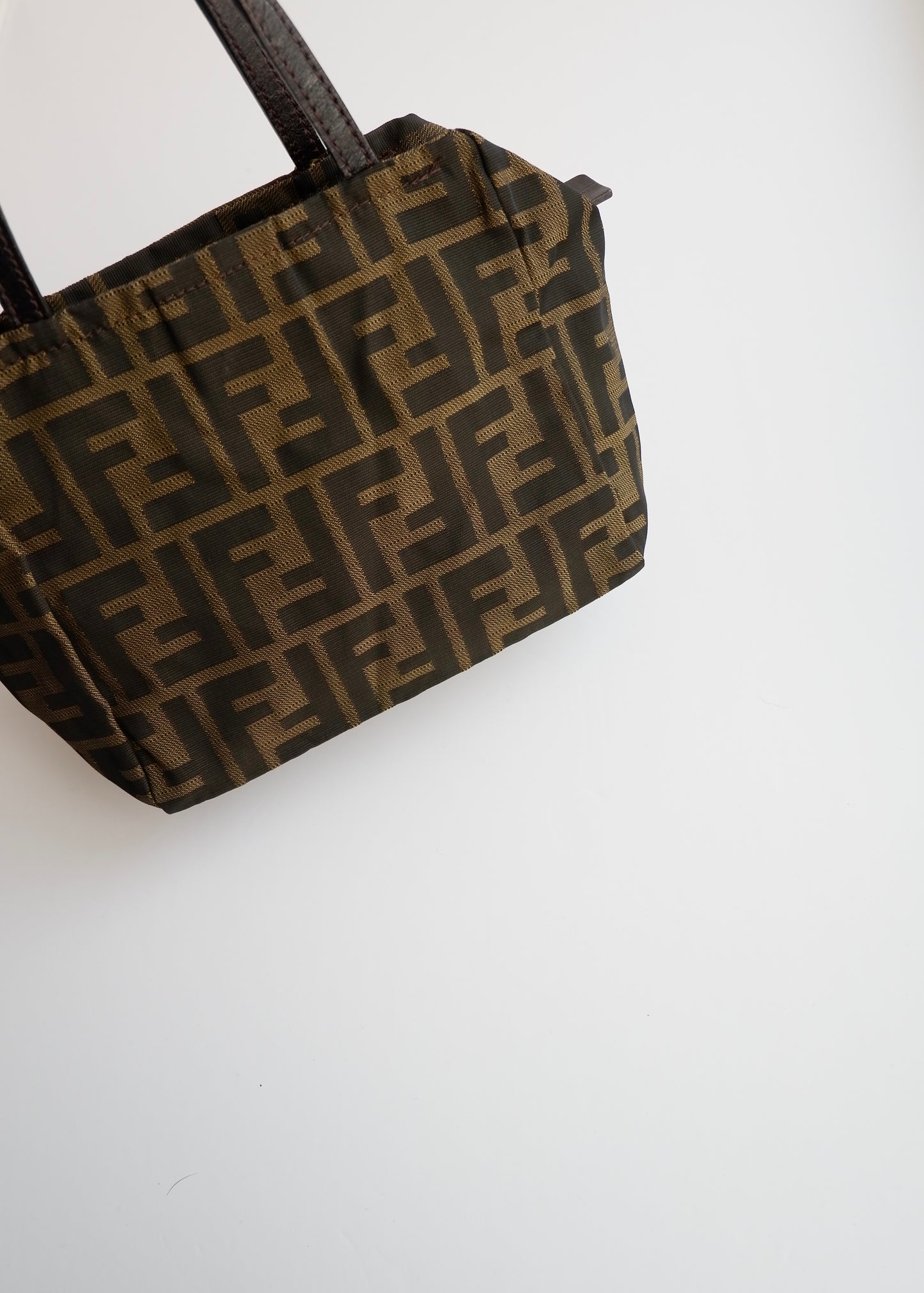 Authentic Preowned Vintage Fenci Brown Canvas Zucca Mini Handbag