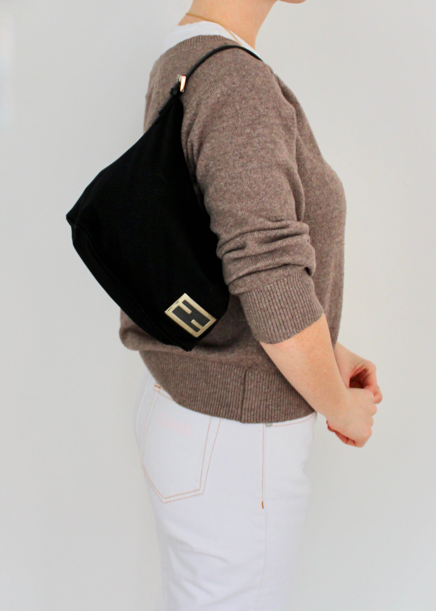 Authentic Preowned Fendi Black Neoprene Hobo Shoulder Bag