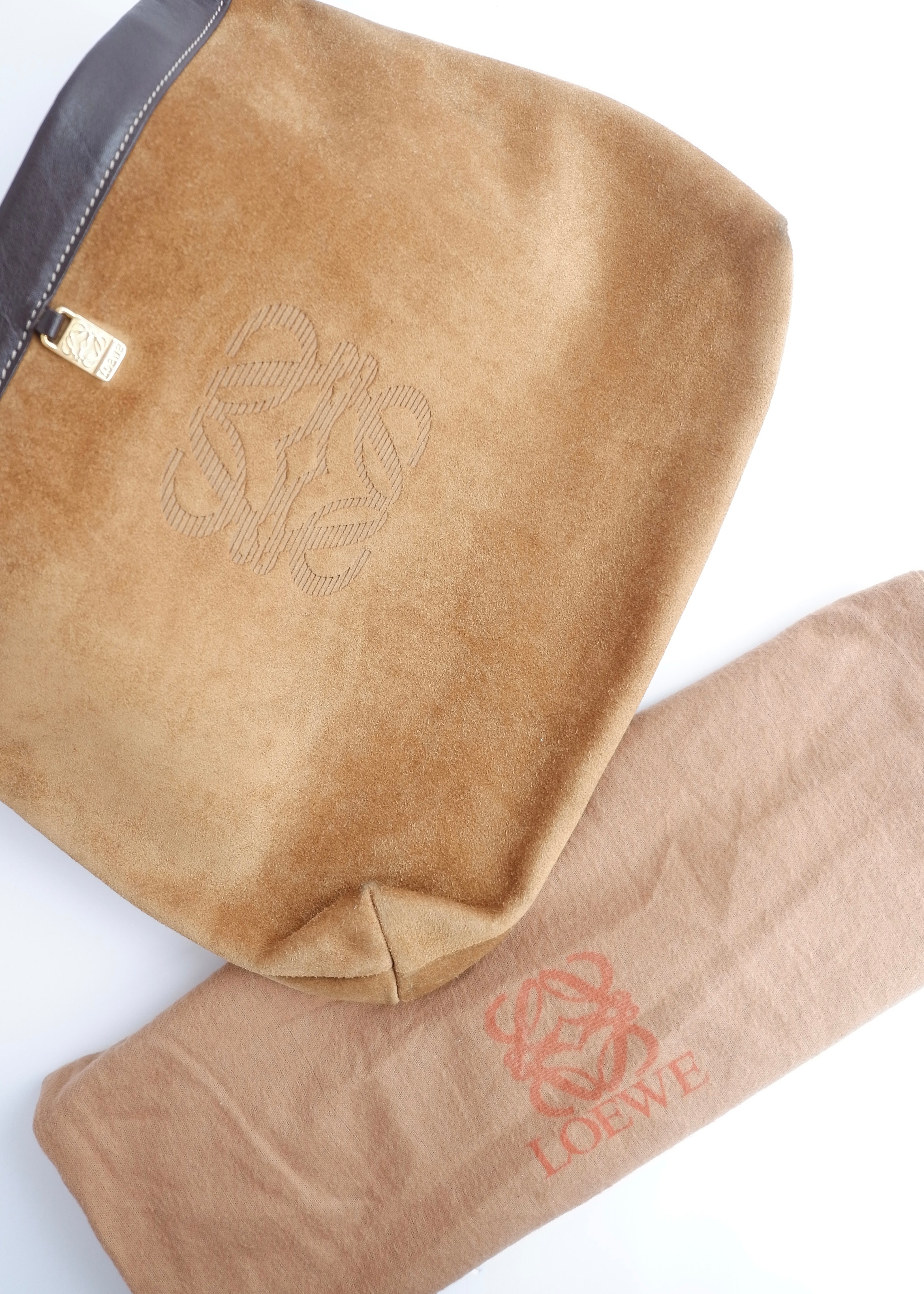 Authentic Preowned Loewe Brown Suede Oversized Clutch Bag