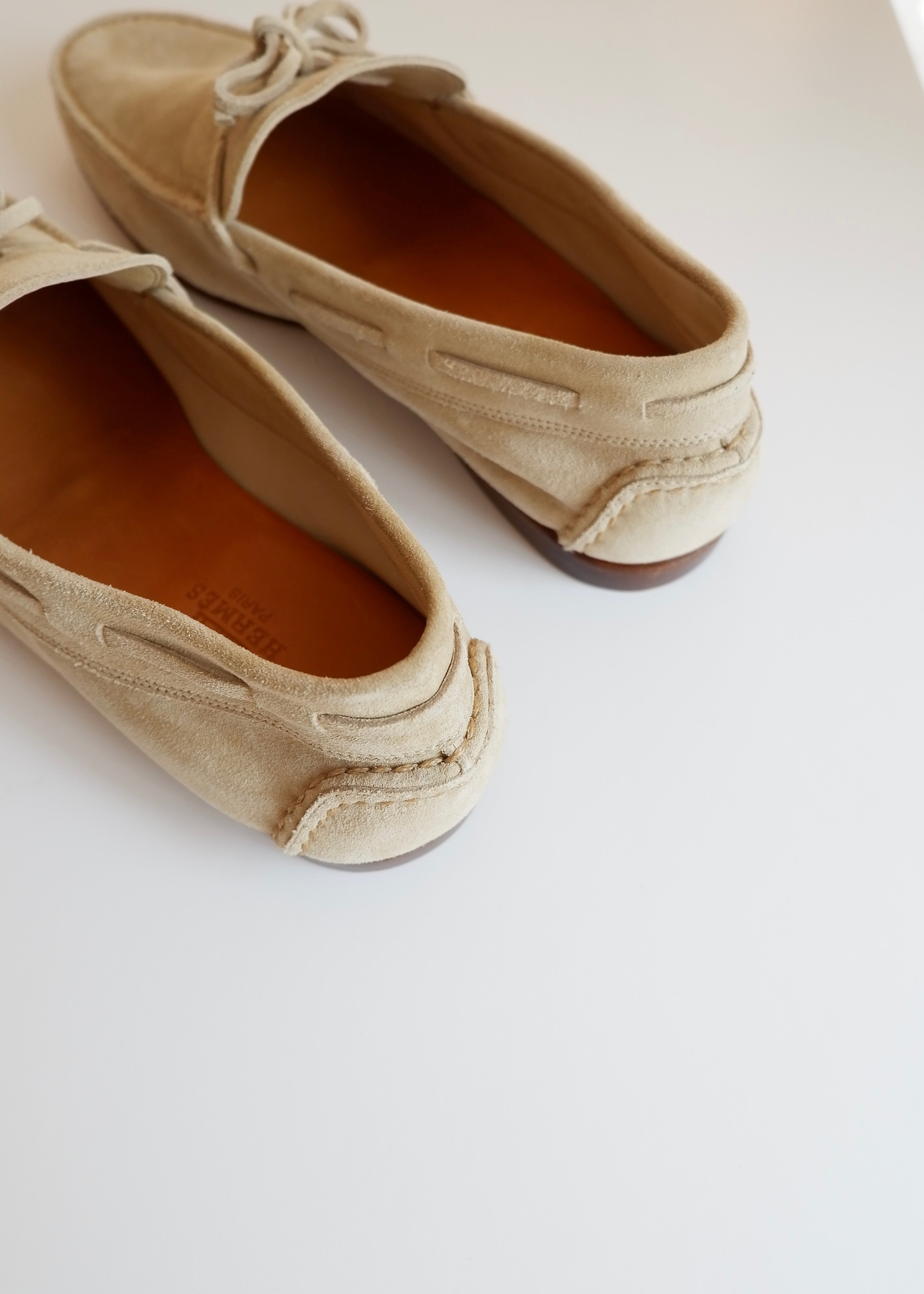 Authentic Preowned Hermes Light Beige Suede Loafers - 40