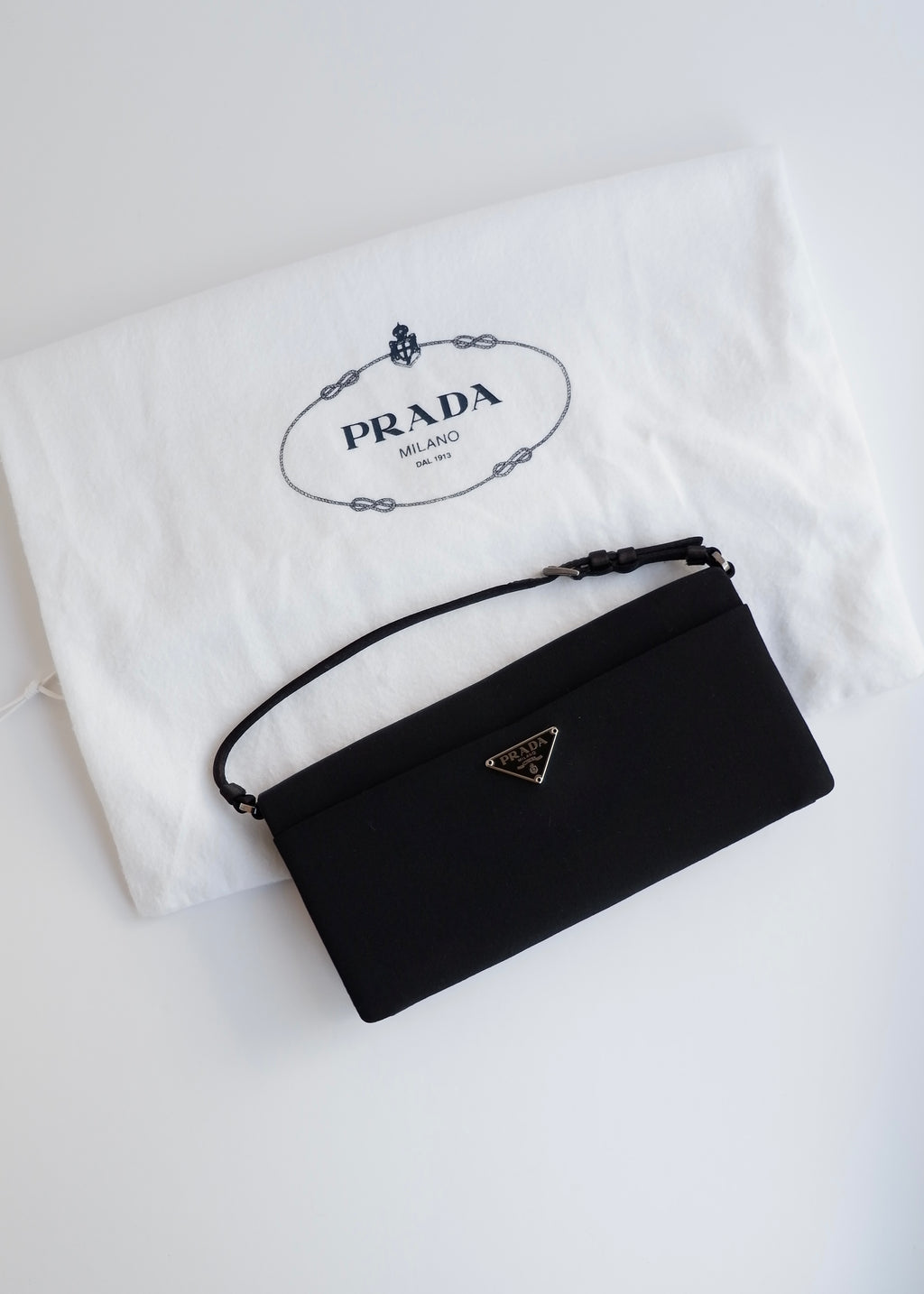 Authentic Preowned Prada Black Satin Bow Detail Handbag