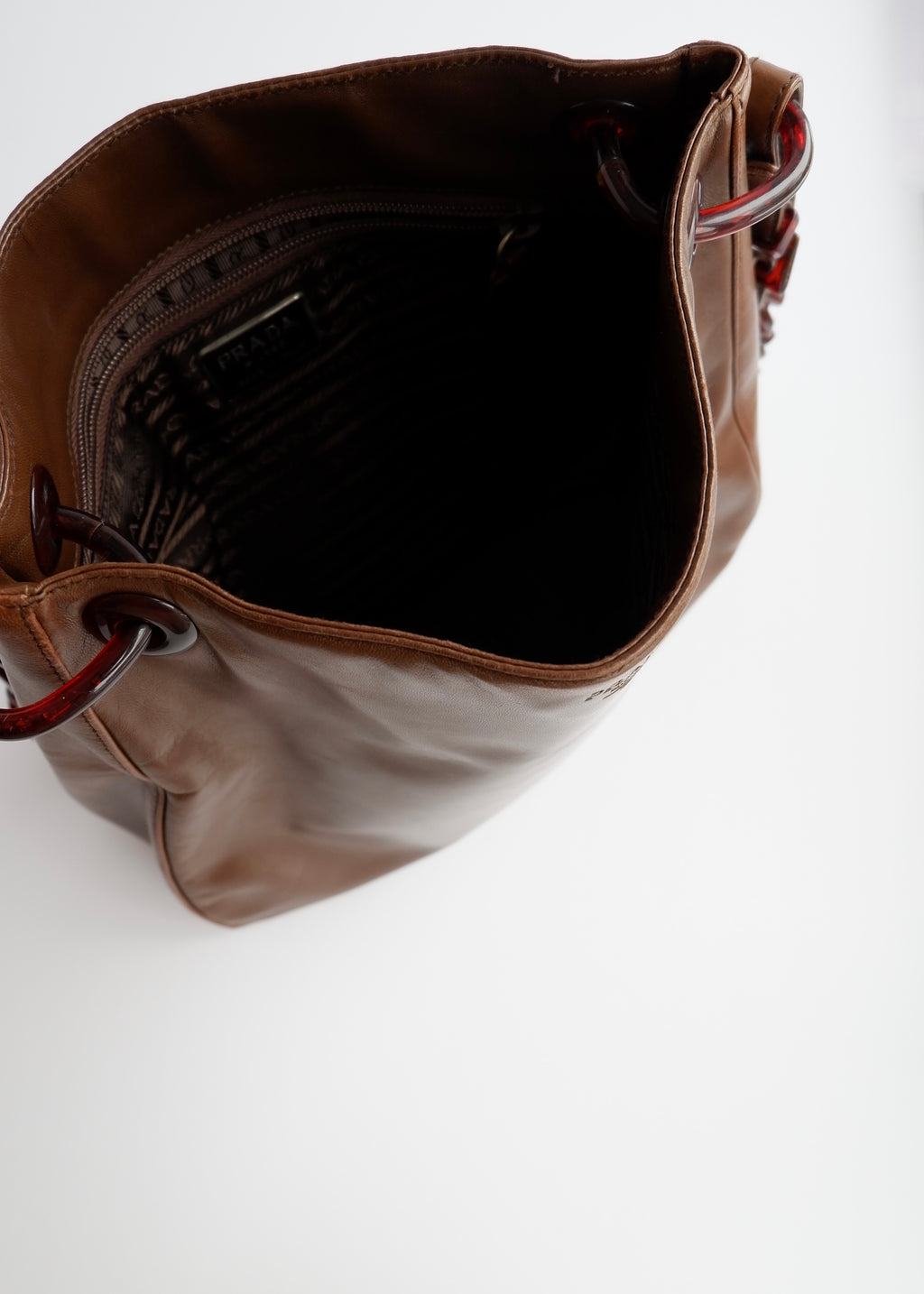 Authentic Preowned Prada Brown Leather Tortoise Chain Shoulder Bag