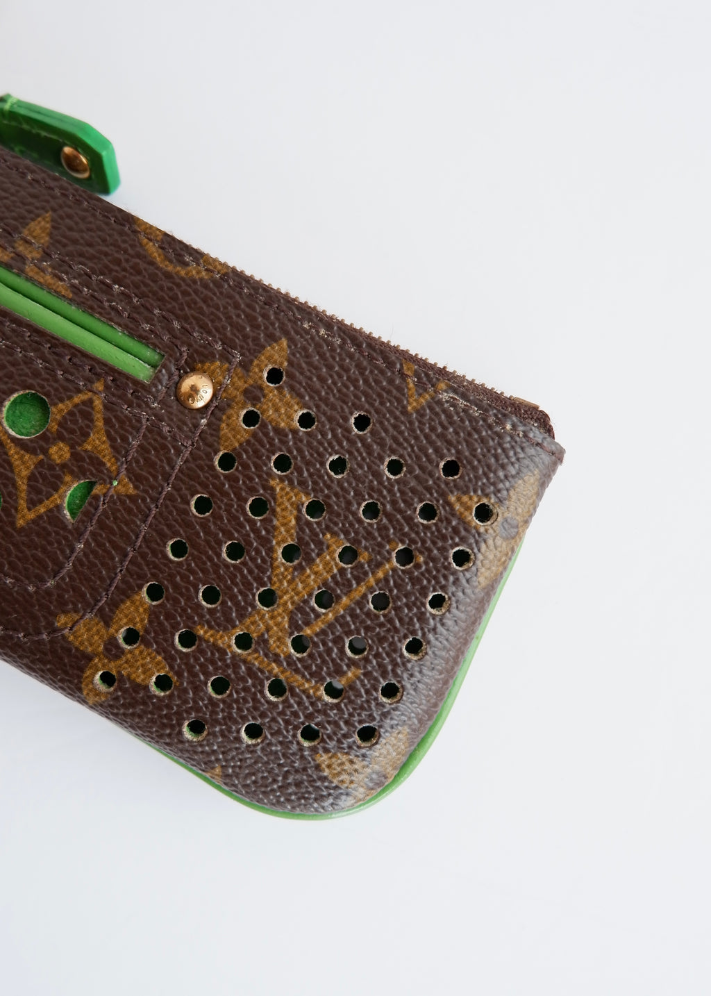 Authentic Preowned Louis Vuitton Limited Edition Monogram Green Perforated Pochette Cle