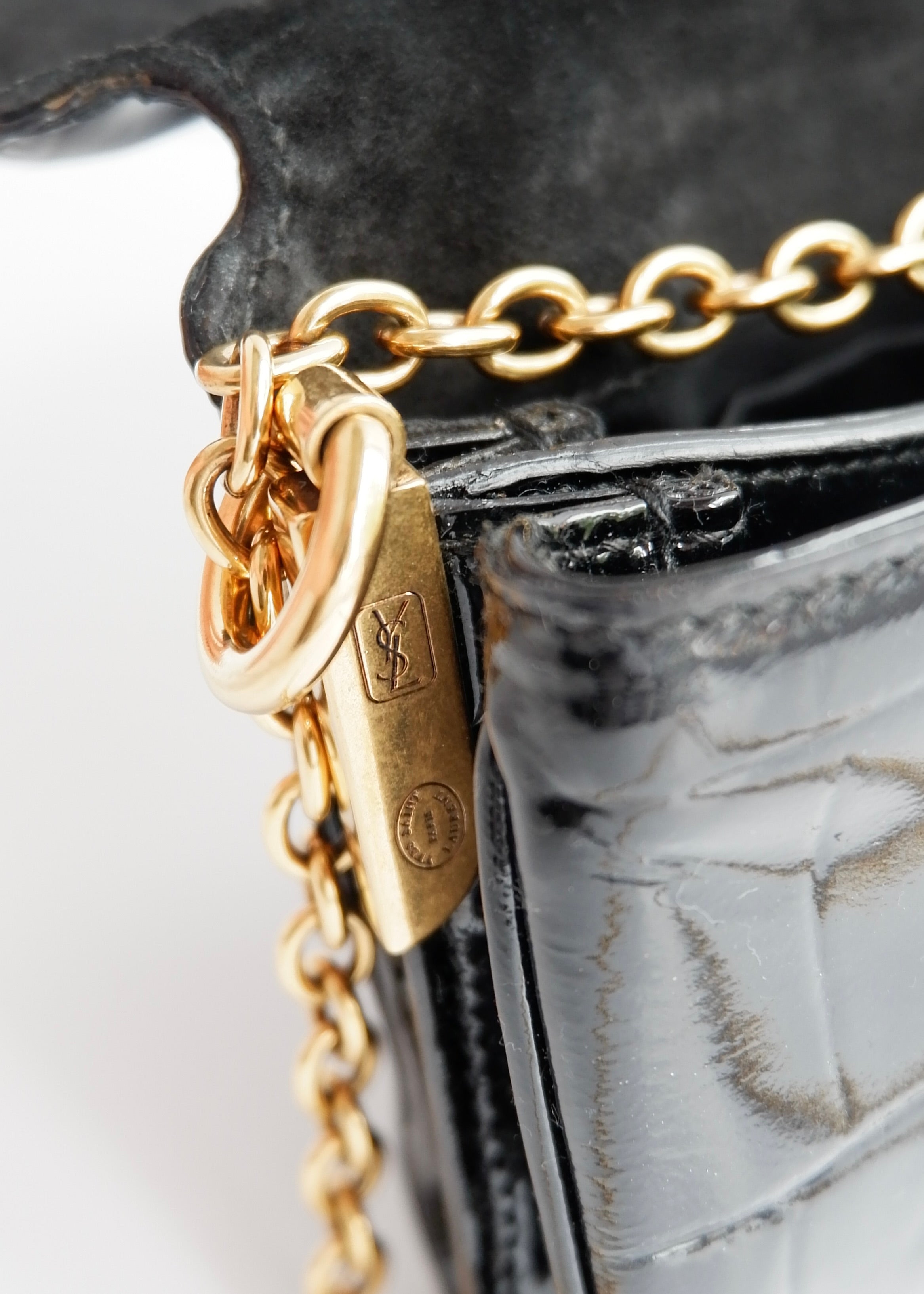 Authentic Preowned Vintage YSL (Yves Saint Laurent) Black Patent Leather Shoulder Bag GHW