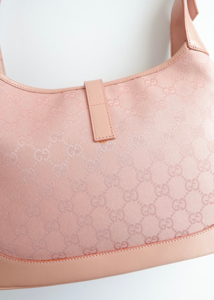 Authentic Preowned Gucci Pink GG Canvas/Leather Jackie Shoulder Bag