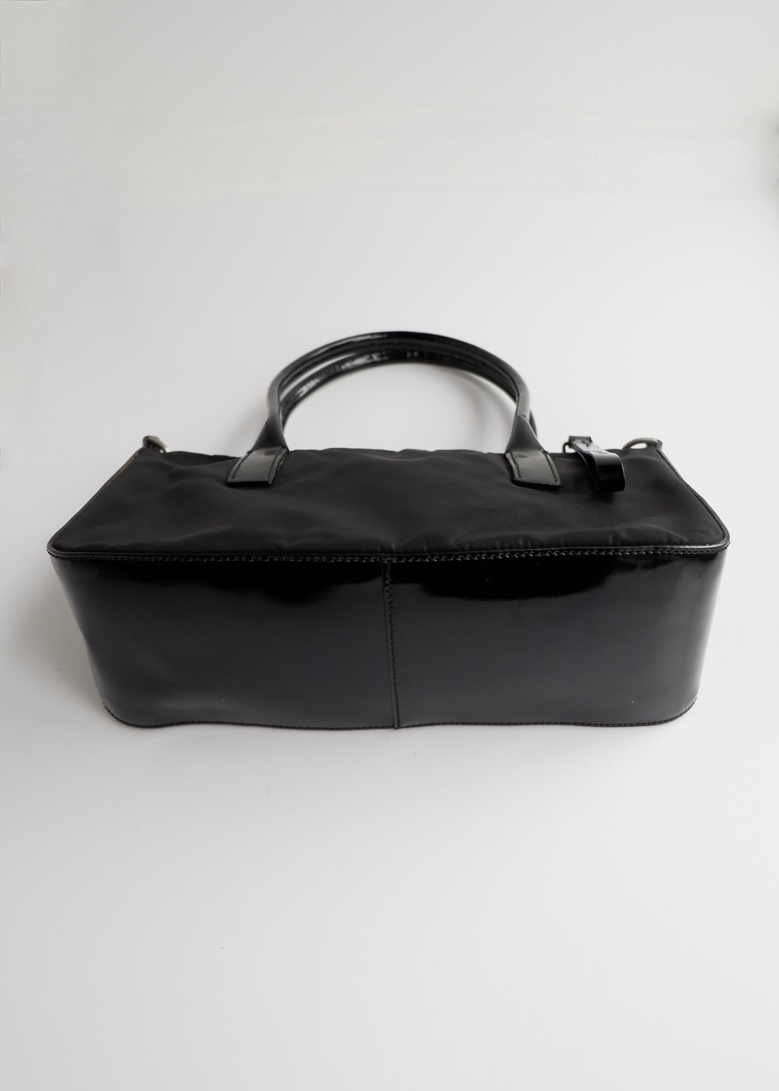 Preowned Prada Black Nylon/ Patent Two Way Bag