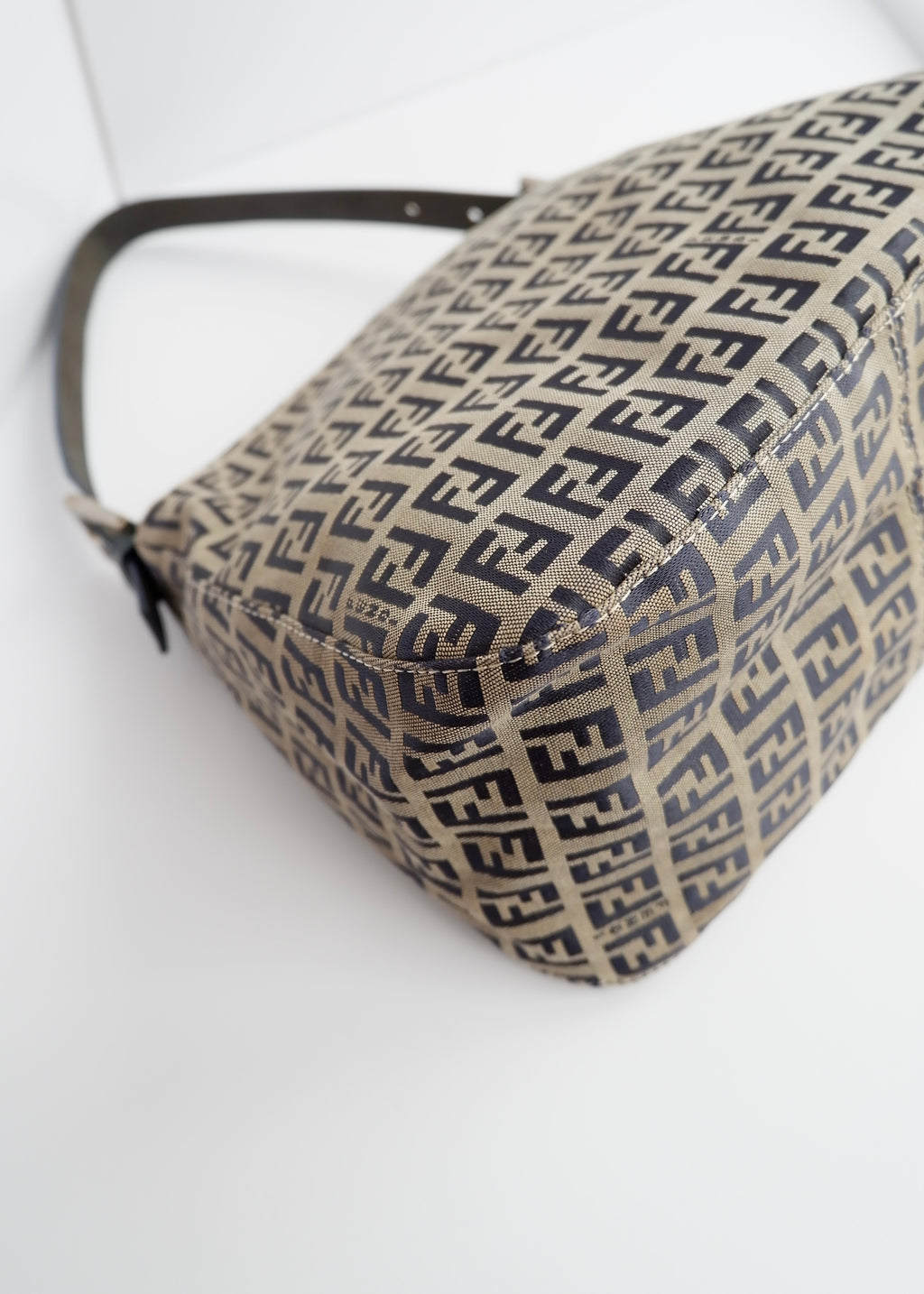 Authentic Preowned Fendi Zucchino Mamma Baguette Shoulder Bag