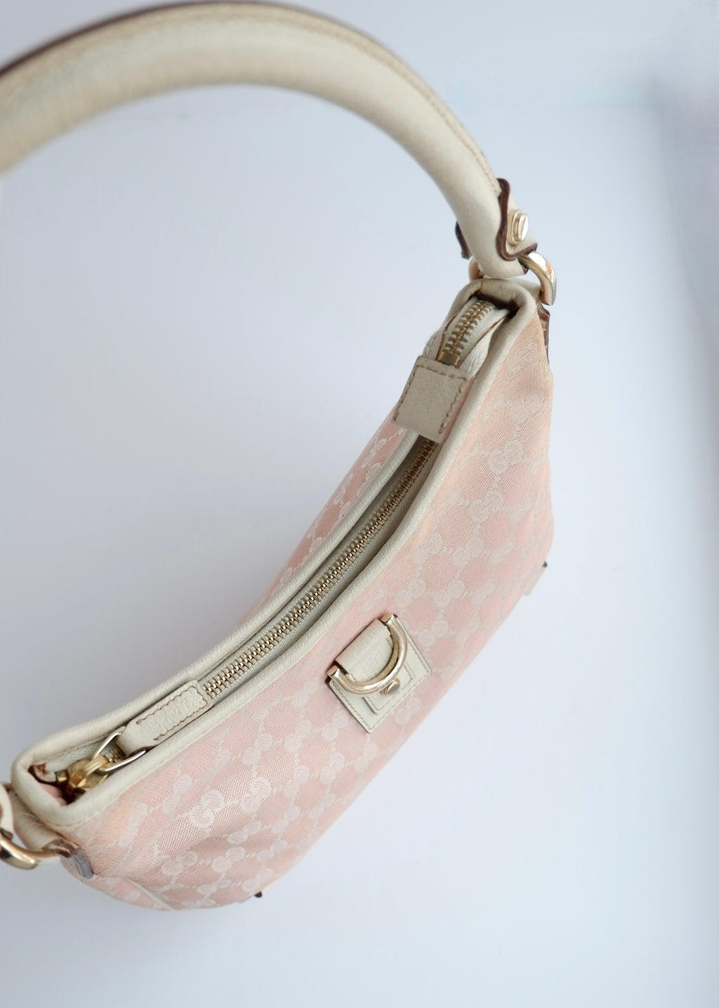 Authentic Preowned Gucci Pink/White GG Canvas Shoulder Bag