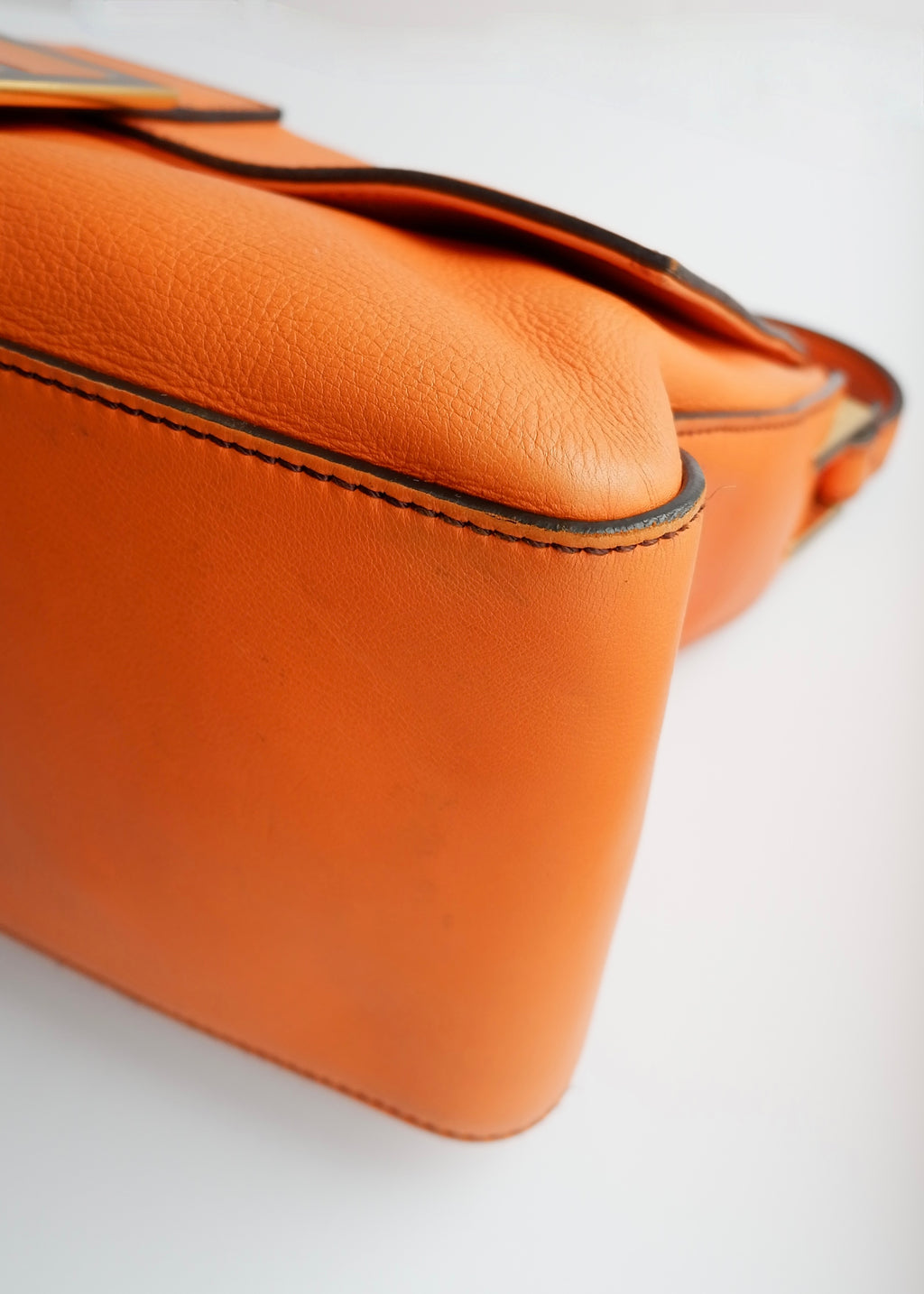 Authentic Preowned Fendi Orange Leather Mamma Baguette