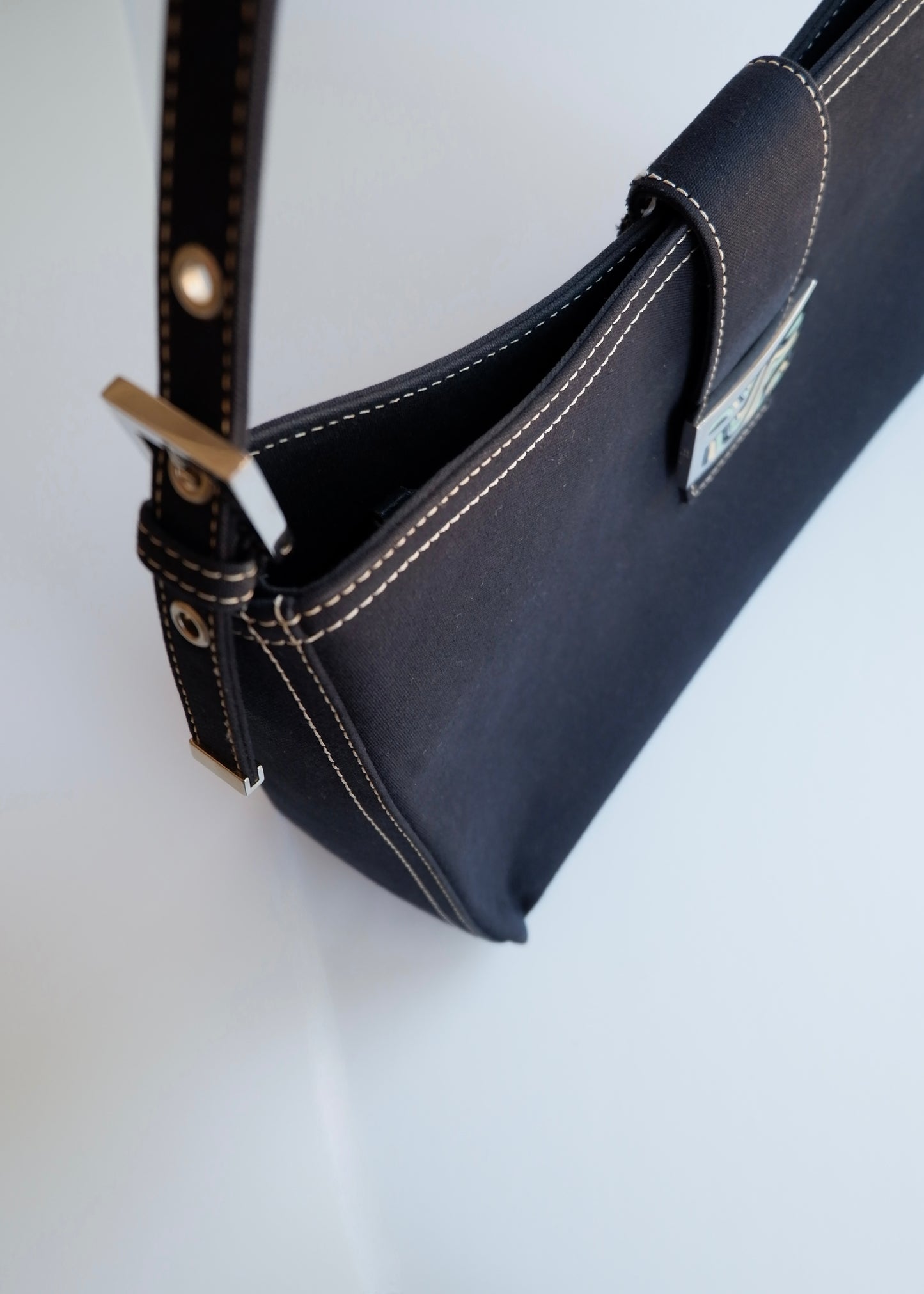 Authentic Preowned Fendi Navy Denim/Canvas Large Shoulder Bag