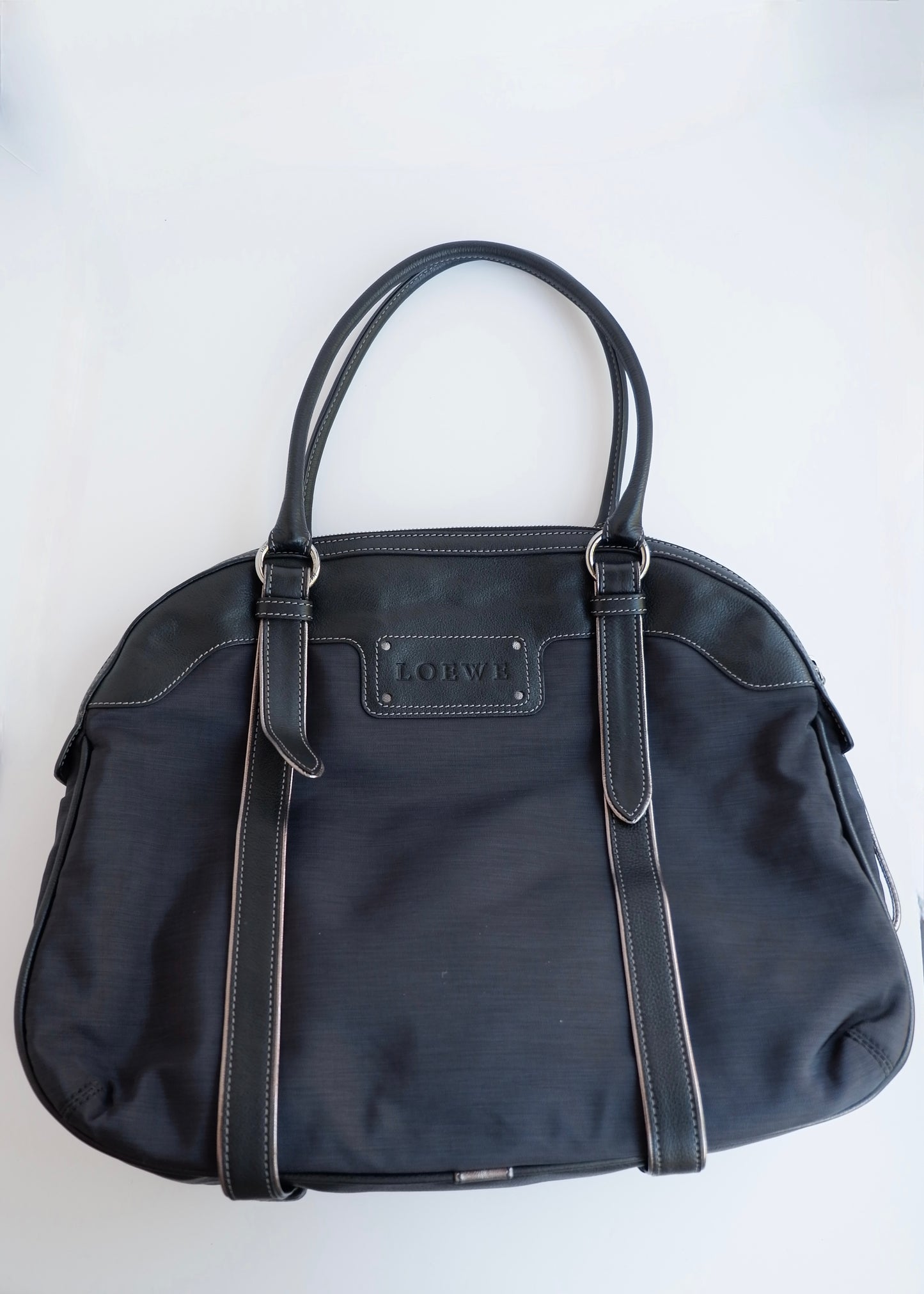 Authentic Preowned Loewe Navy/Black Nylon/Leather Shoulder Tote