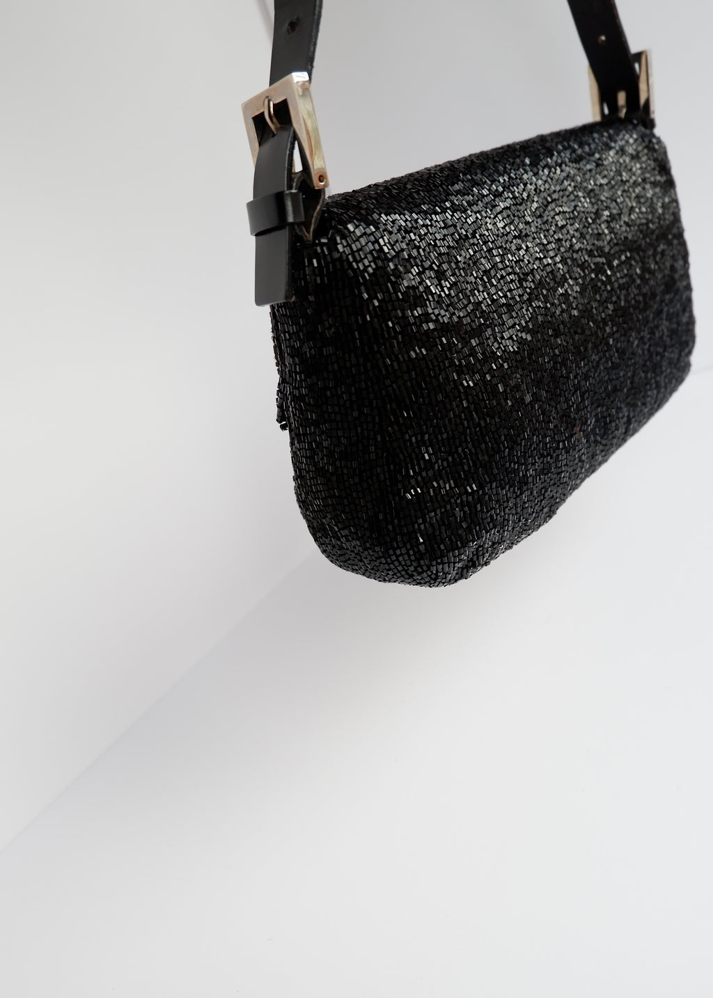 Authentic Preowned Fendi Black Beaded Baguette Shoulder Bag