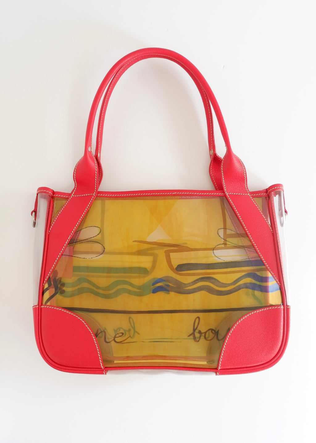 Preowned Prada Red Canvas/ PVC Summer Pattern Tote Bag