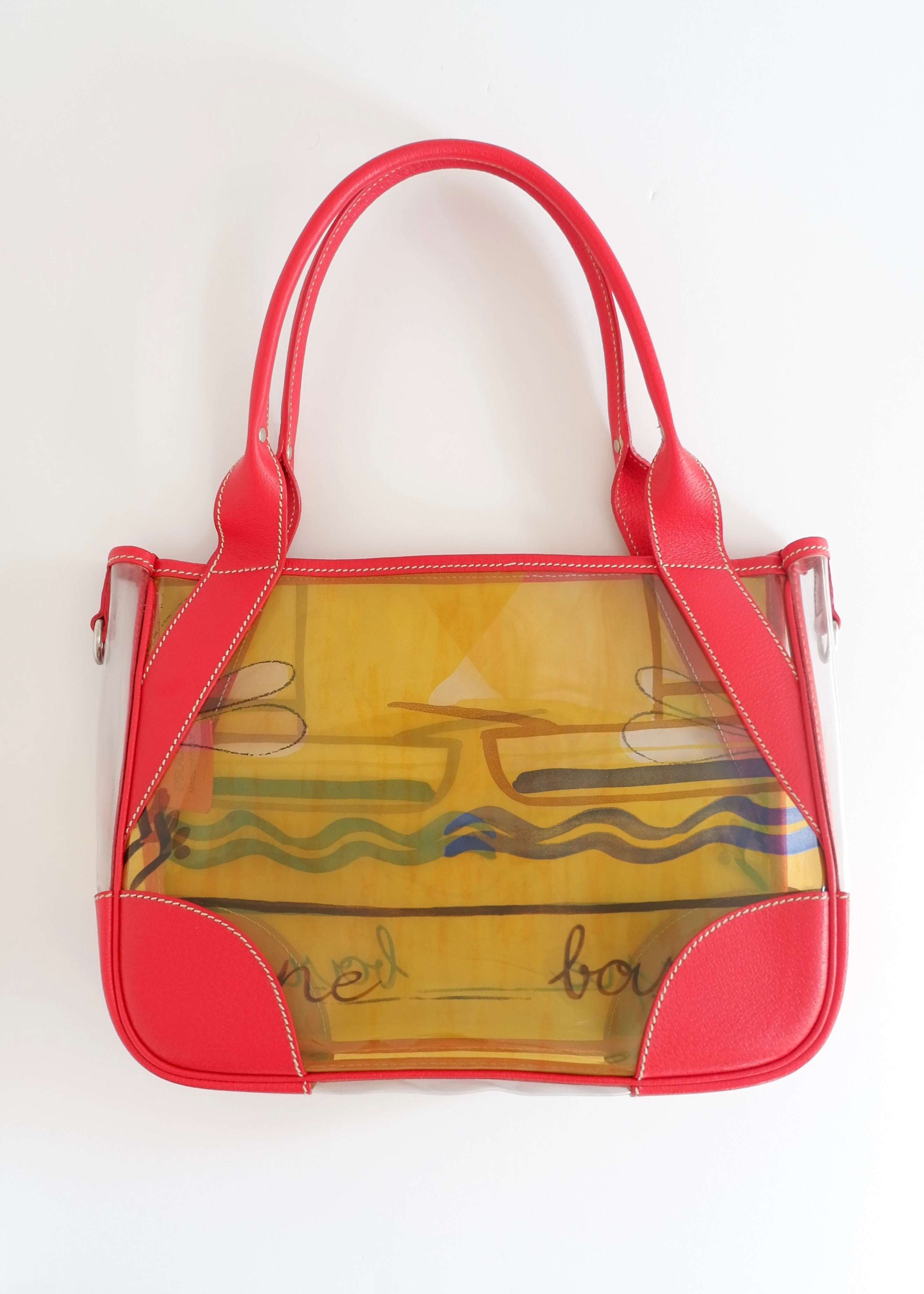 Preowned Prada Red Canvas/ PVC Summer Pattern Tote Bag