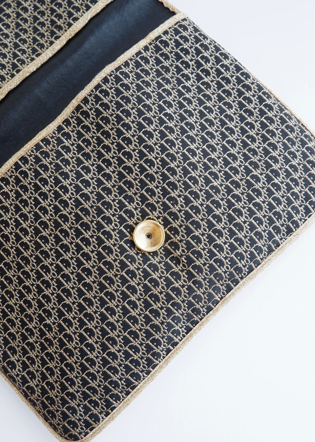 Preowned Vintage Christian Dior Navy/ Gold Fabric Pouch