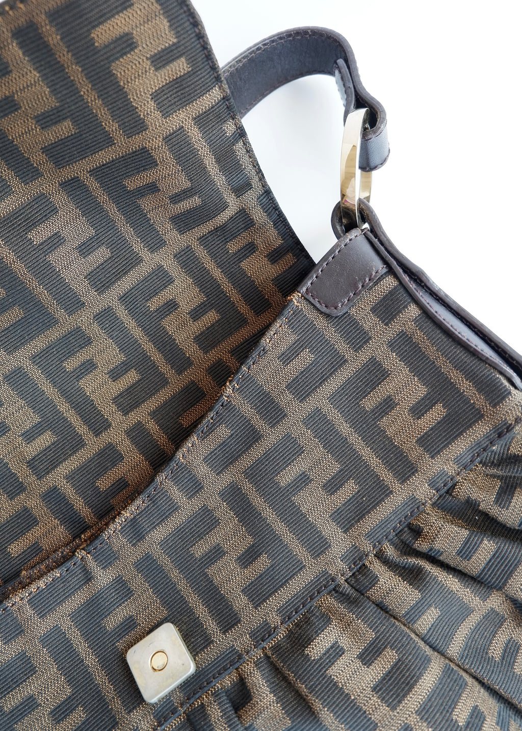 Sac porté épaule Fendi Zucca Chef marron vintage d'occasion authentique
