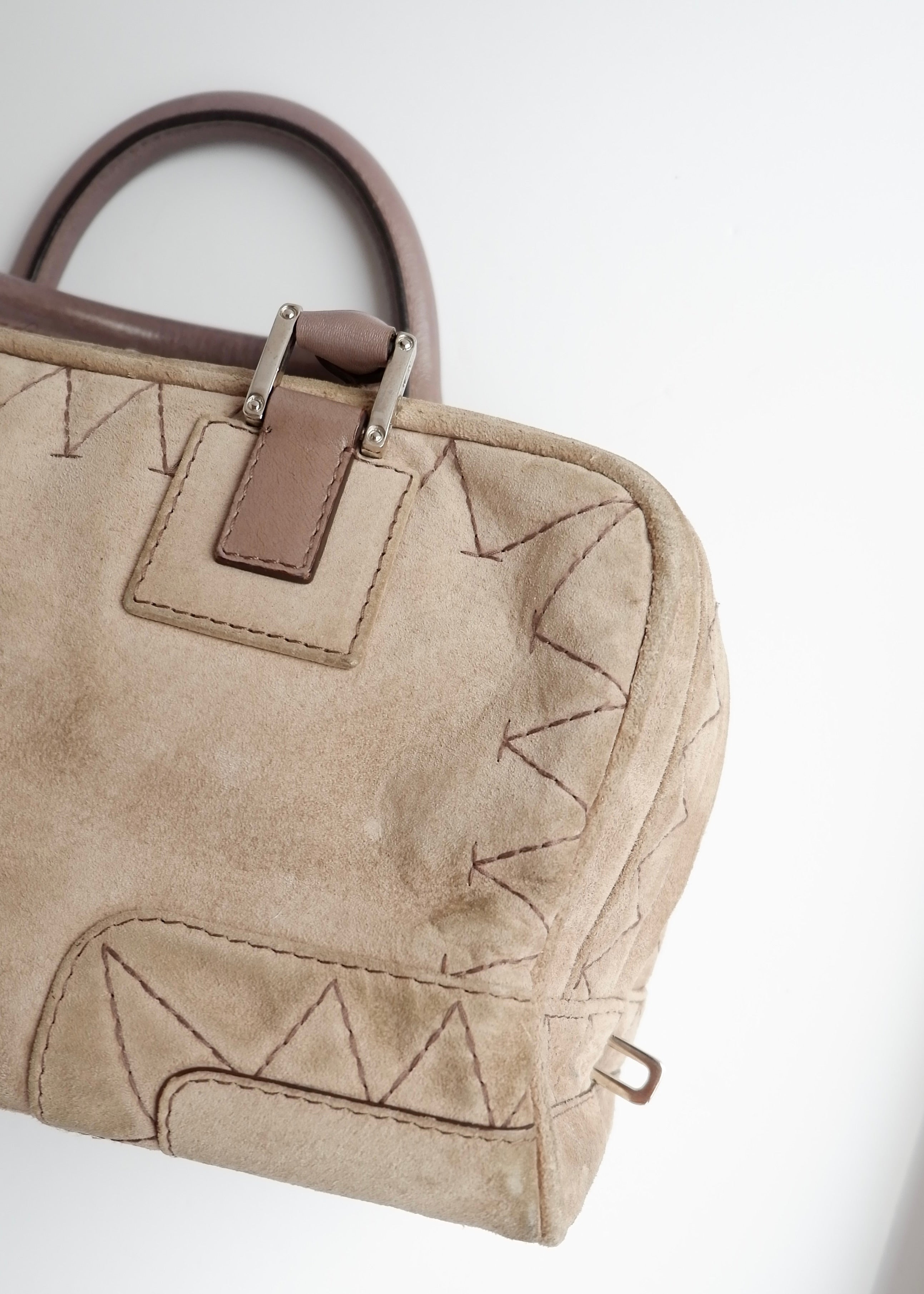 Sac à main Loewe Amazona en daim gris authentique d'occasion