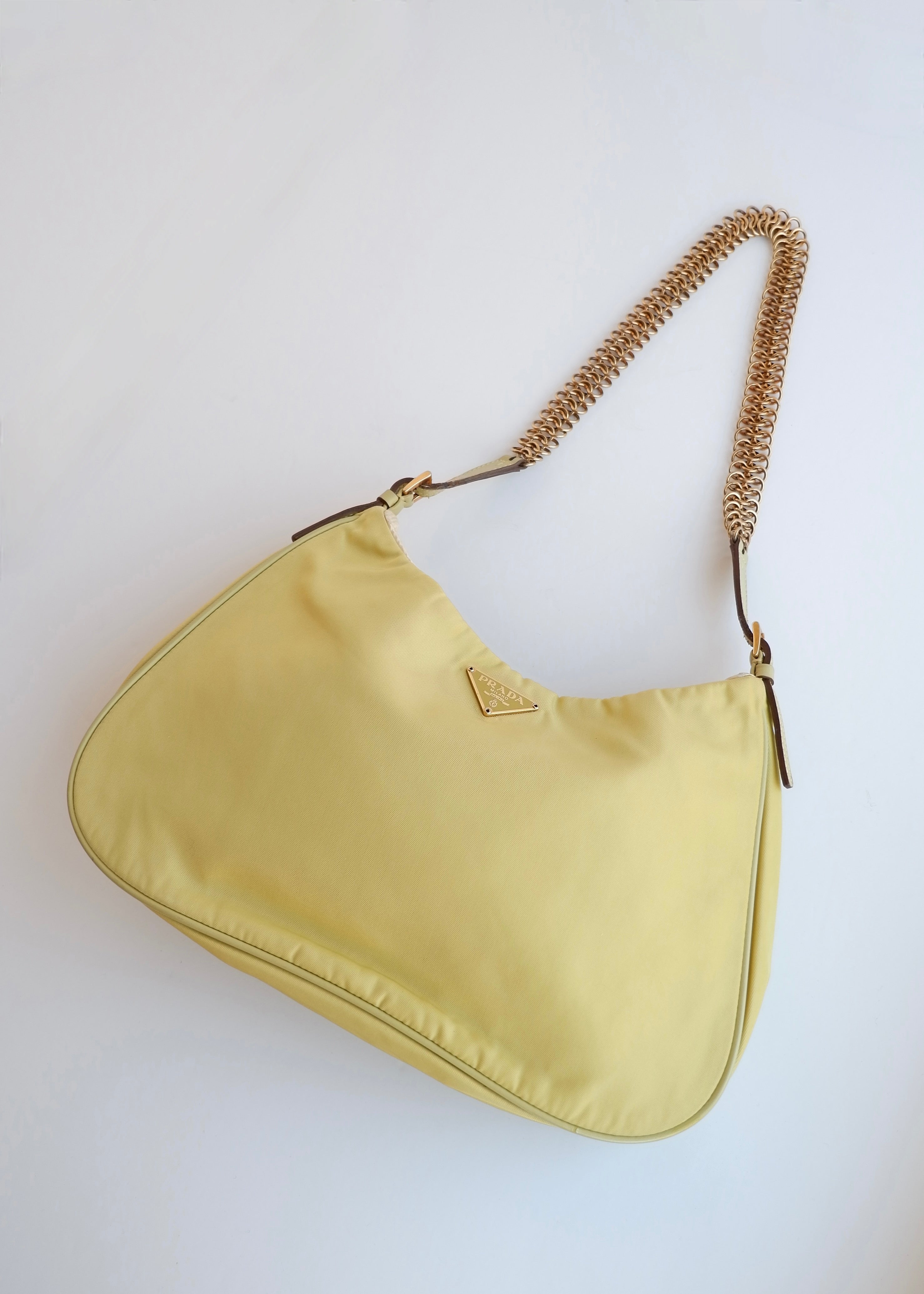Authentic Preowned Prada Nylon Yellow Shoulder Bag