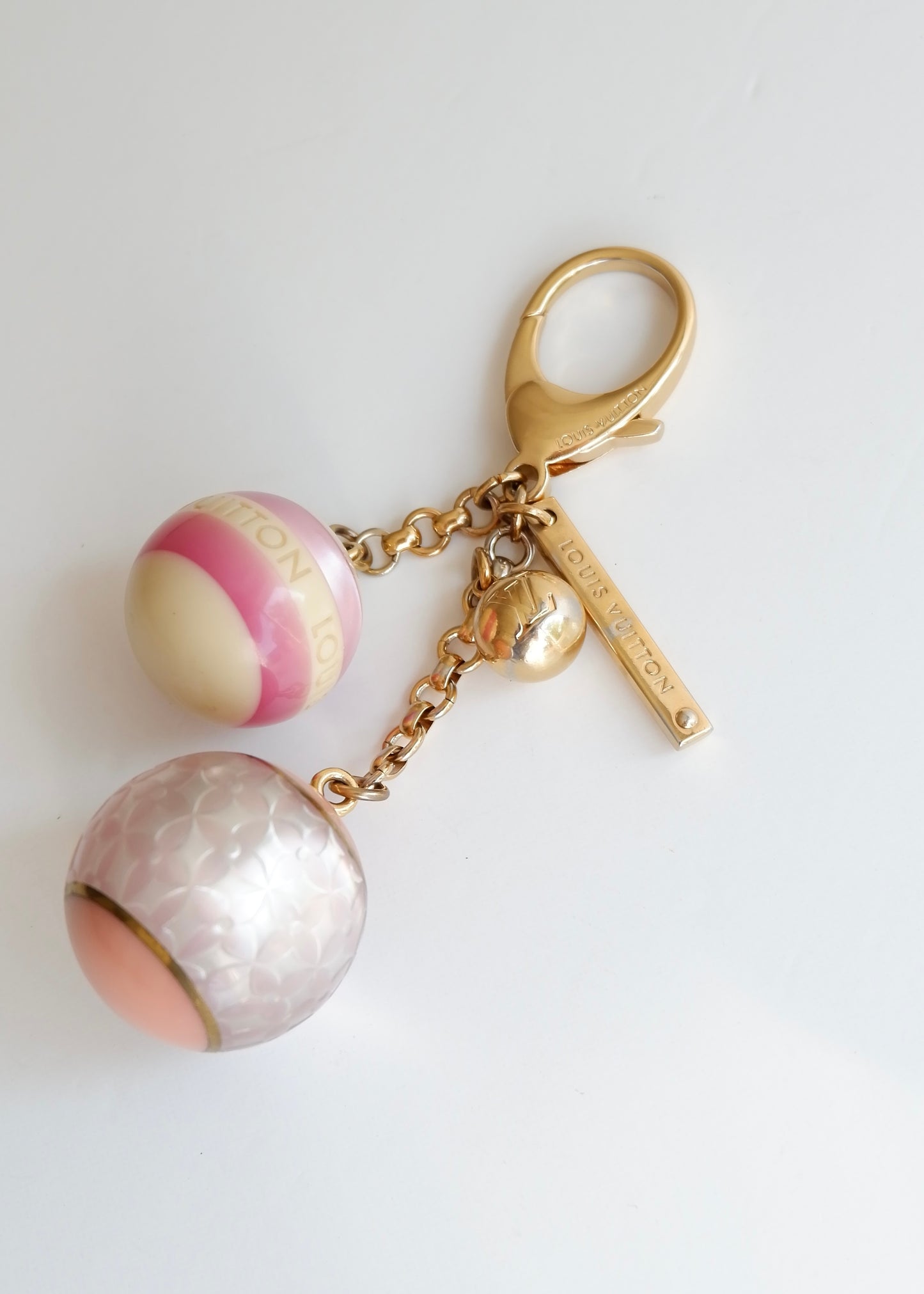 Authentic Preowned Louis Vuitton Pink/Gold Mini Lin Bag Charm