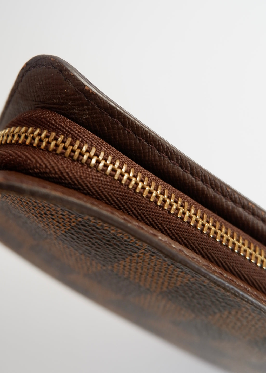 Preowned Louis Vuitton Brown Damier Ebene Long Zip Around Wallet