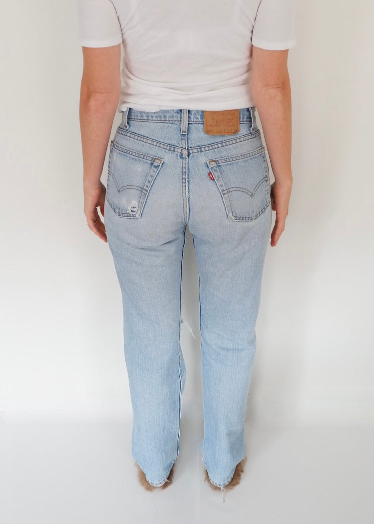 Levis Vintage 505 Light Wash Ripped Jeans - 30