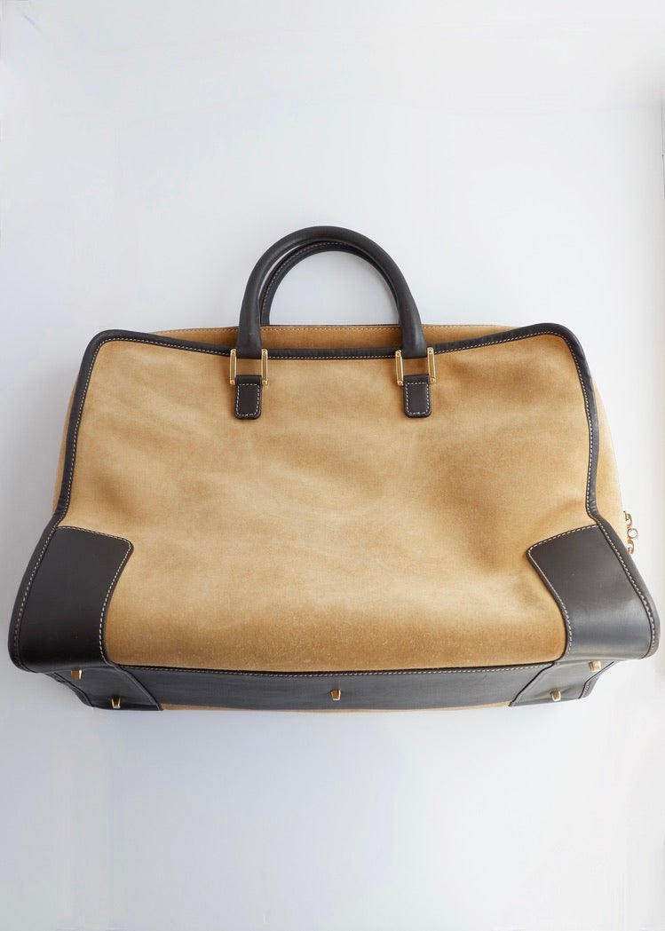 Sac à main Loewe Amazona Grand Modèle en Daim Marron Authentique d'Occasion