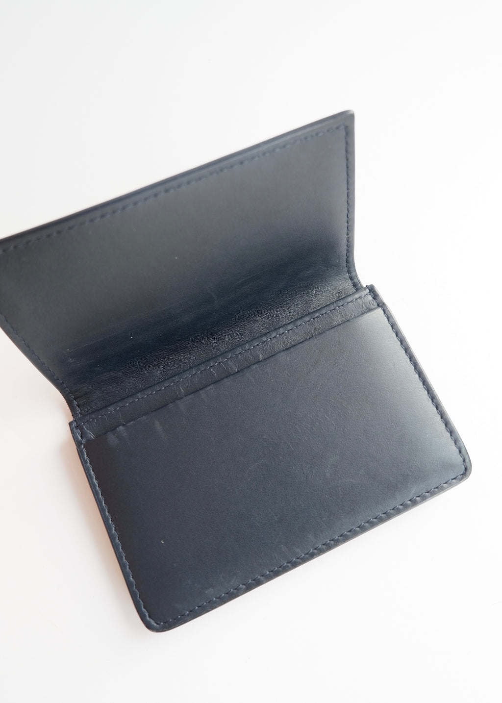 Preowned Bottega Veneta Navy Woven Leather Card Holder
