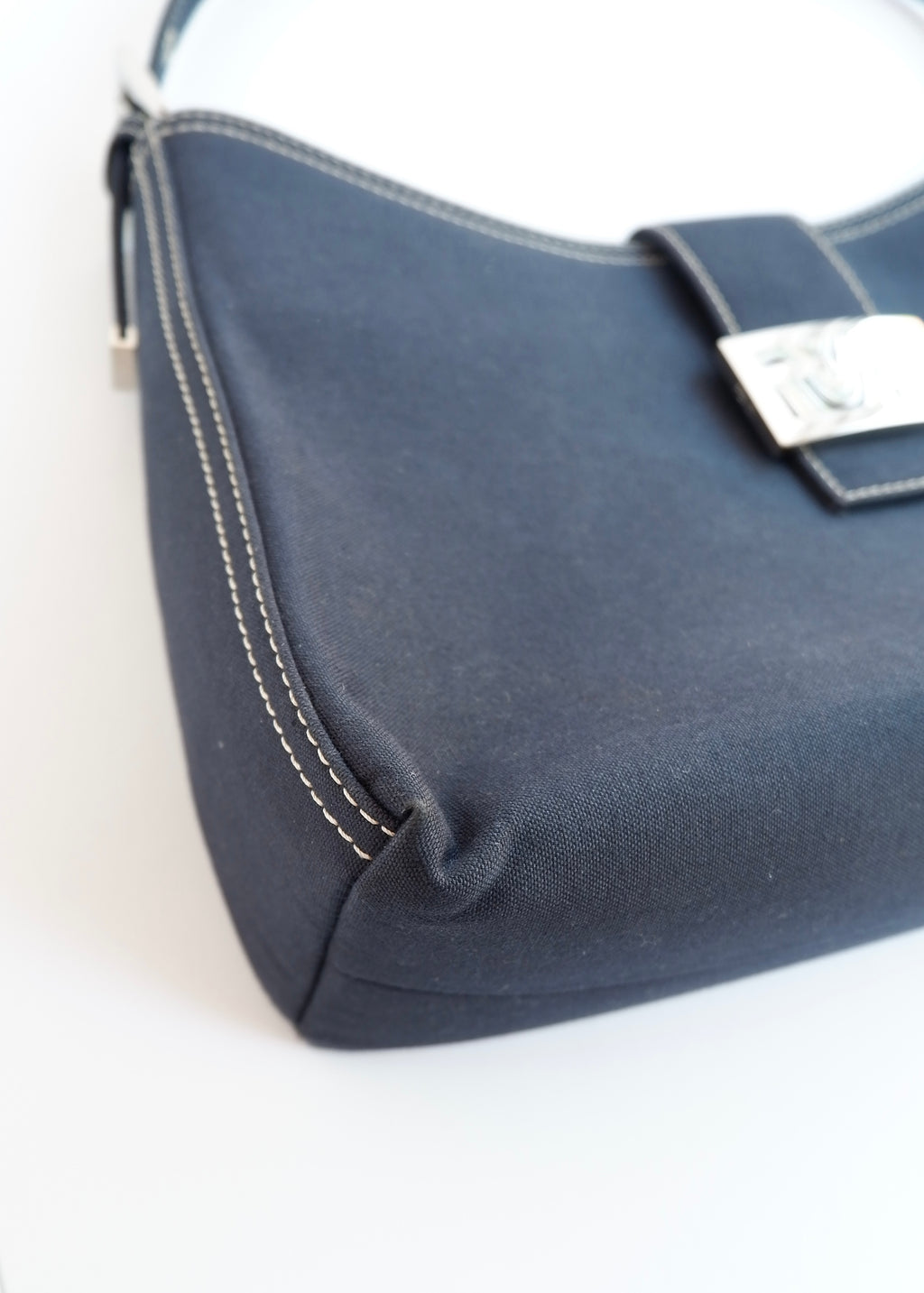 Authentic Preowned Fendi Navy Denim/Canvas Large Shoulder Bag