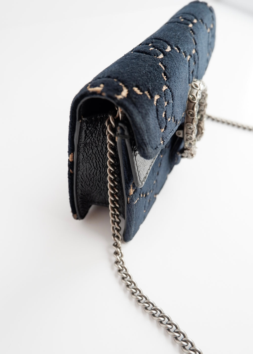 Authentic Preowned Gucci Navy Velvet Super Mini Dionysus Bag