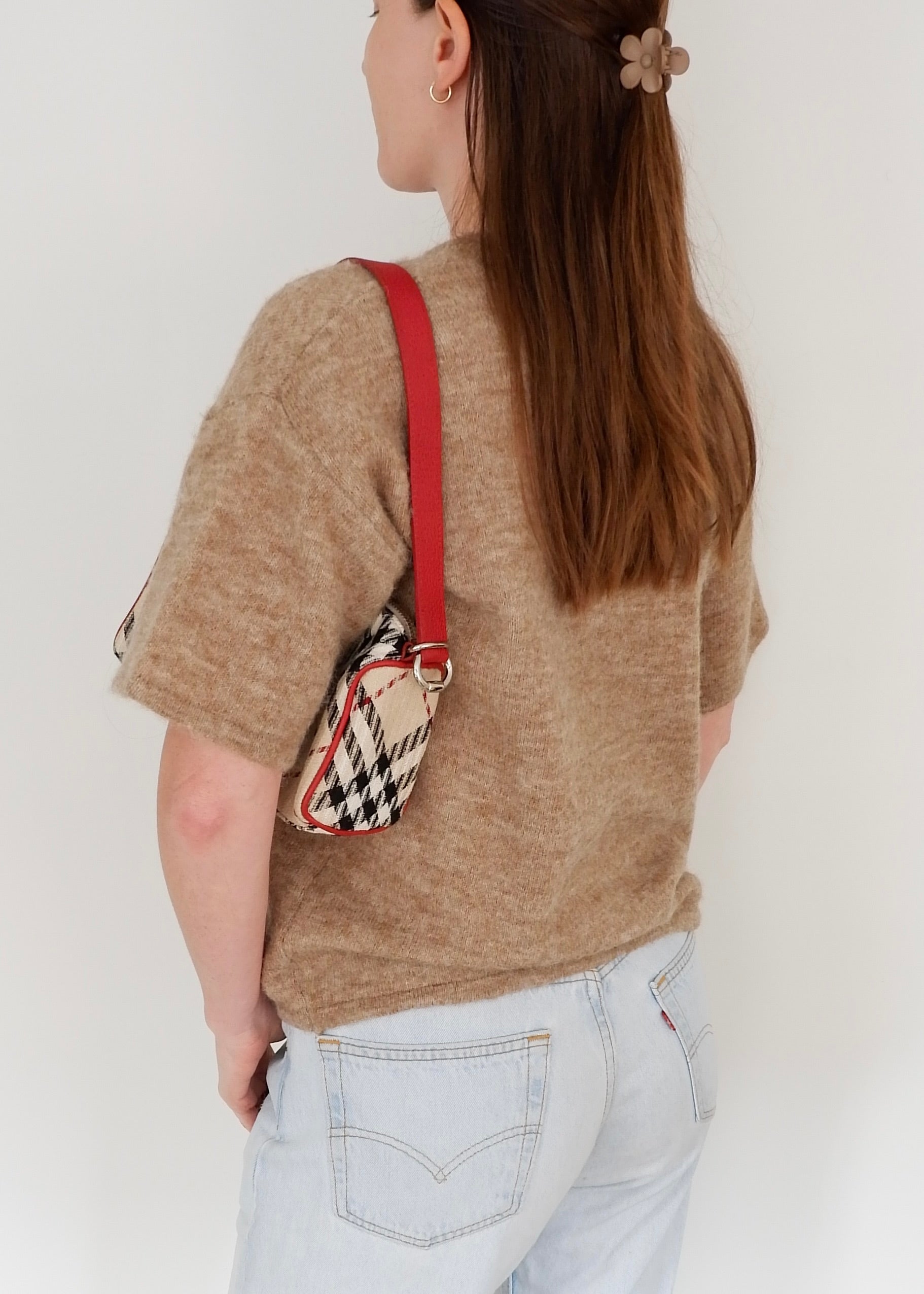 Authentic Preowned Burberry Red Novacheck Shoulder Bag