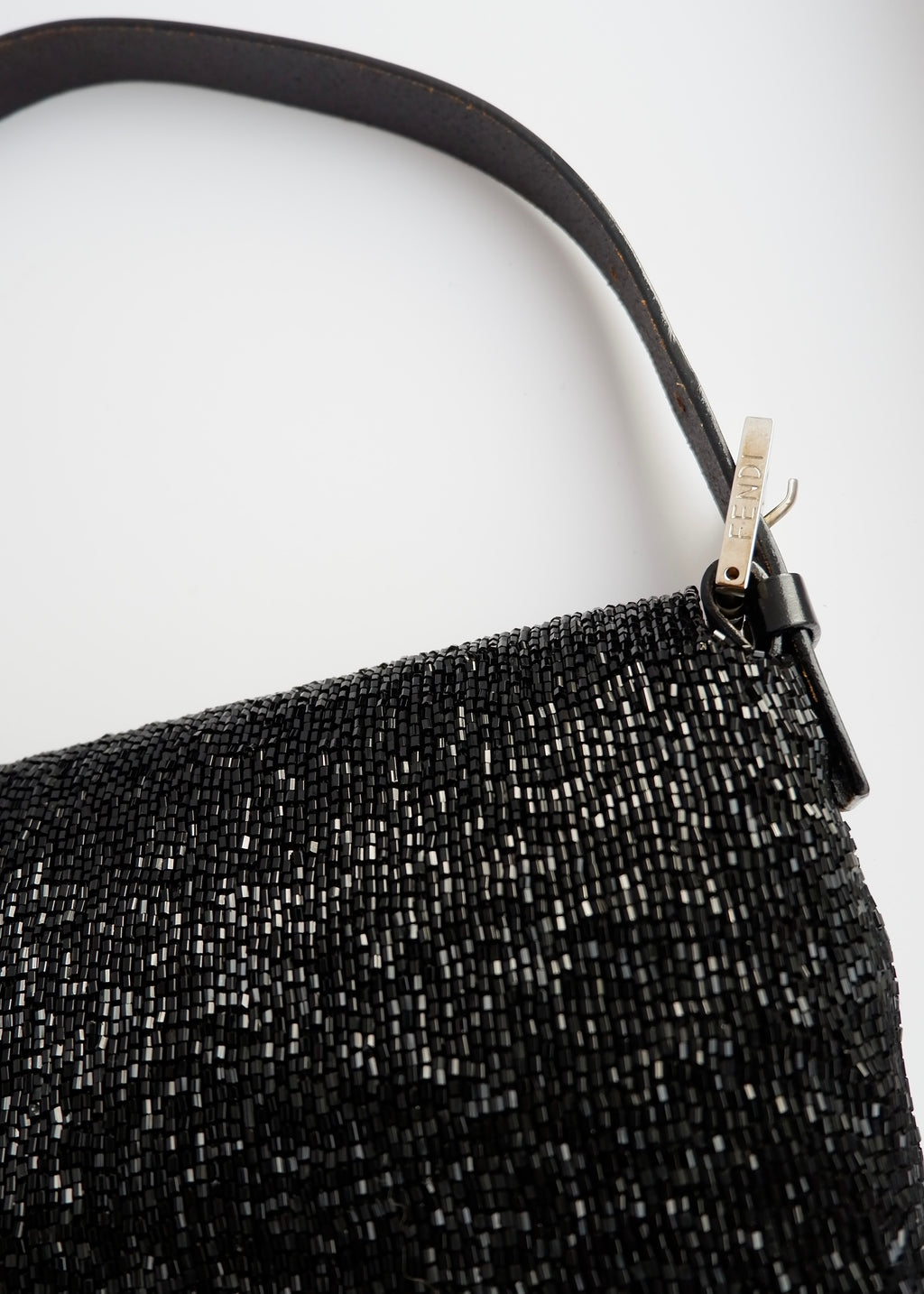 Authentic Preowned Fendi Black Beaded Baguette Shoulder Bag