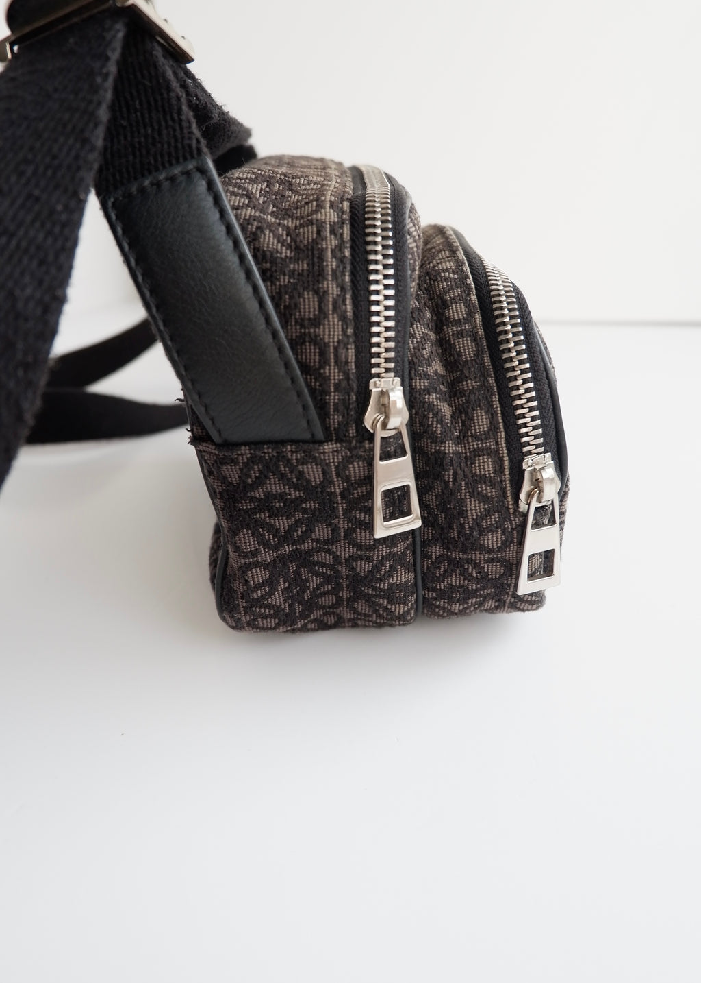 Authentic Preowned Loewe Black Canvas Anagram Crossbody Bag