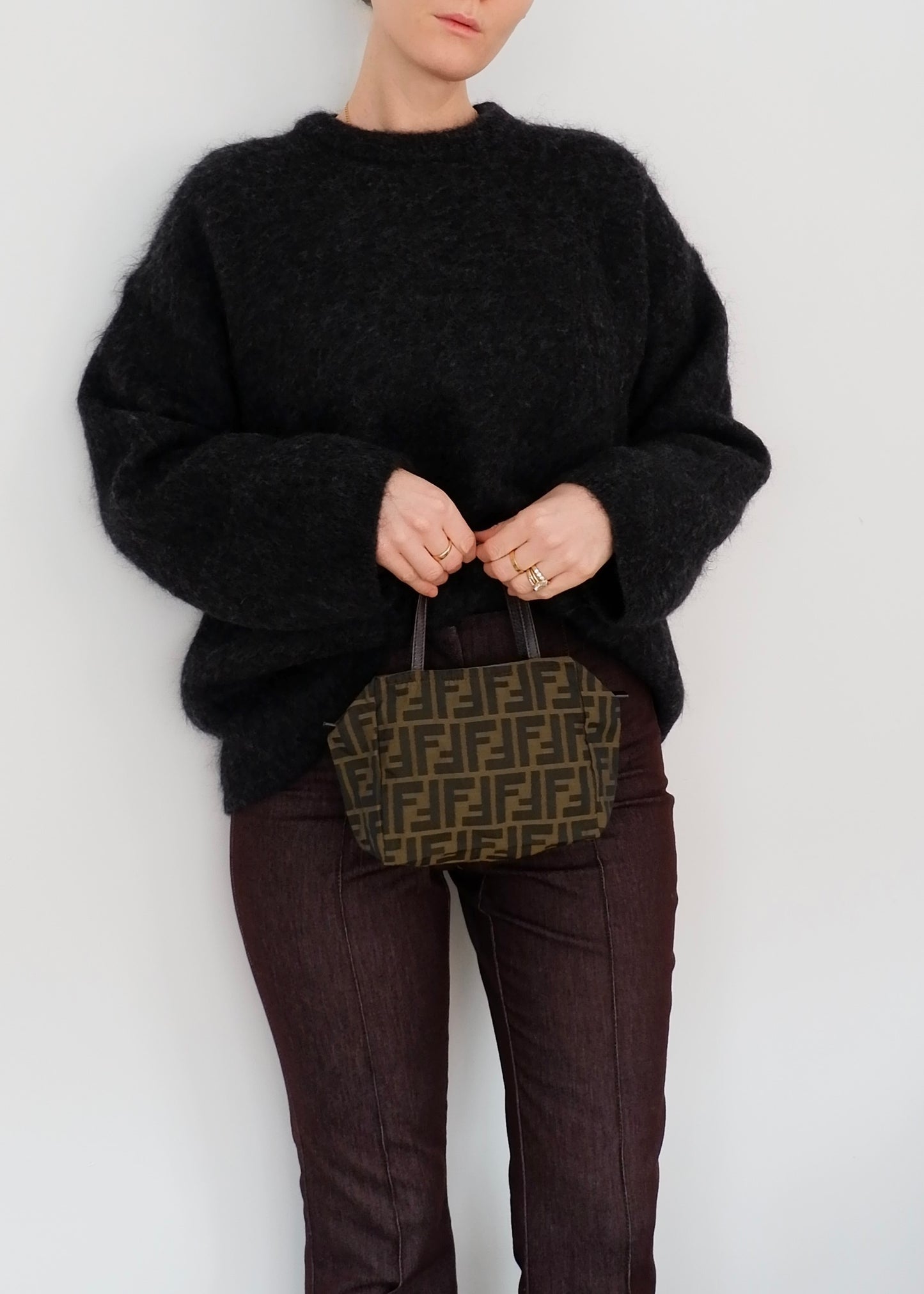 Authentic Preowned Vintage Fenci Brown Canvas Zucca Mini Handbag